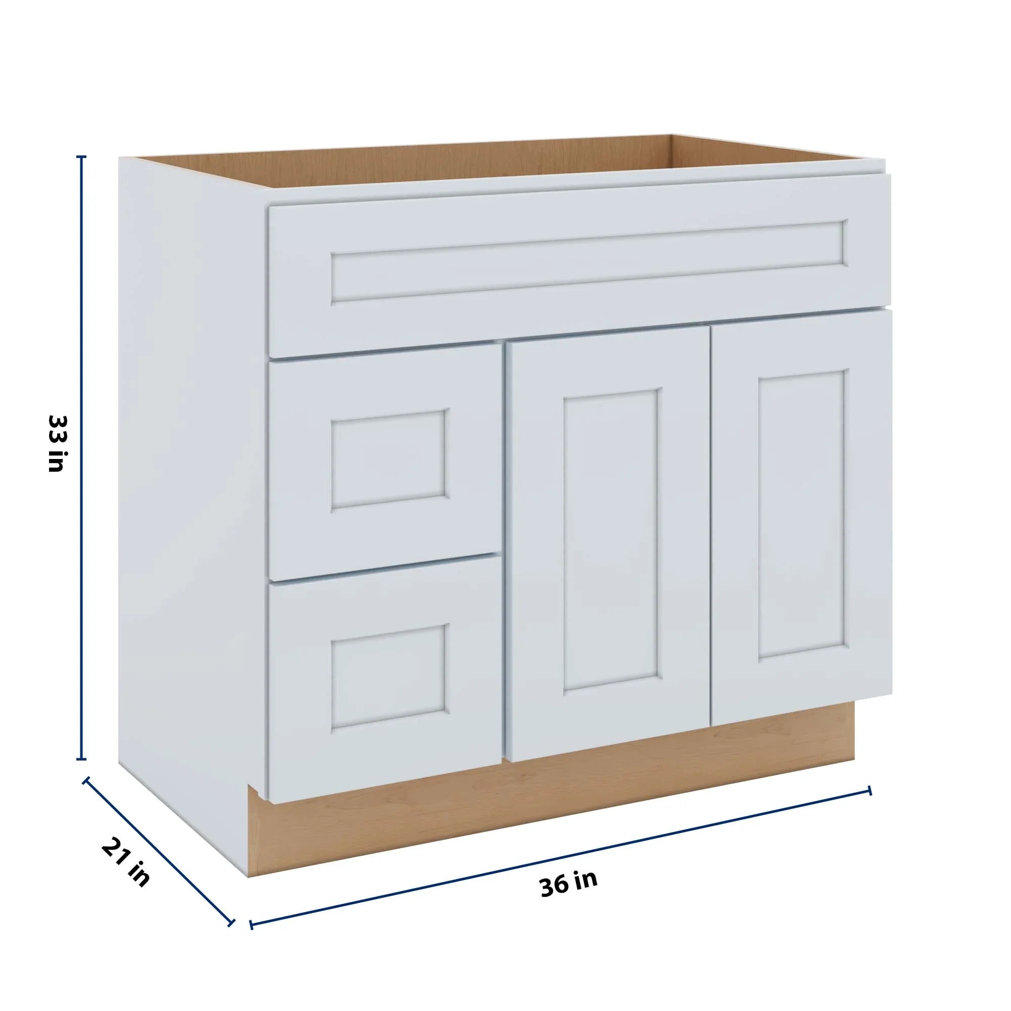 J&K White Shaker S8 Vanity Sink Combo 36" W x 33" H x 21" D