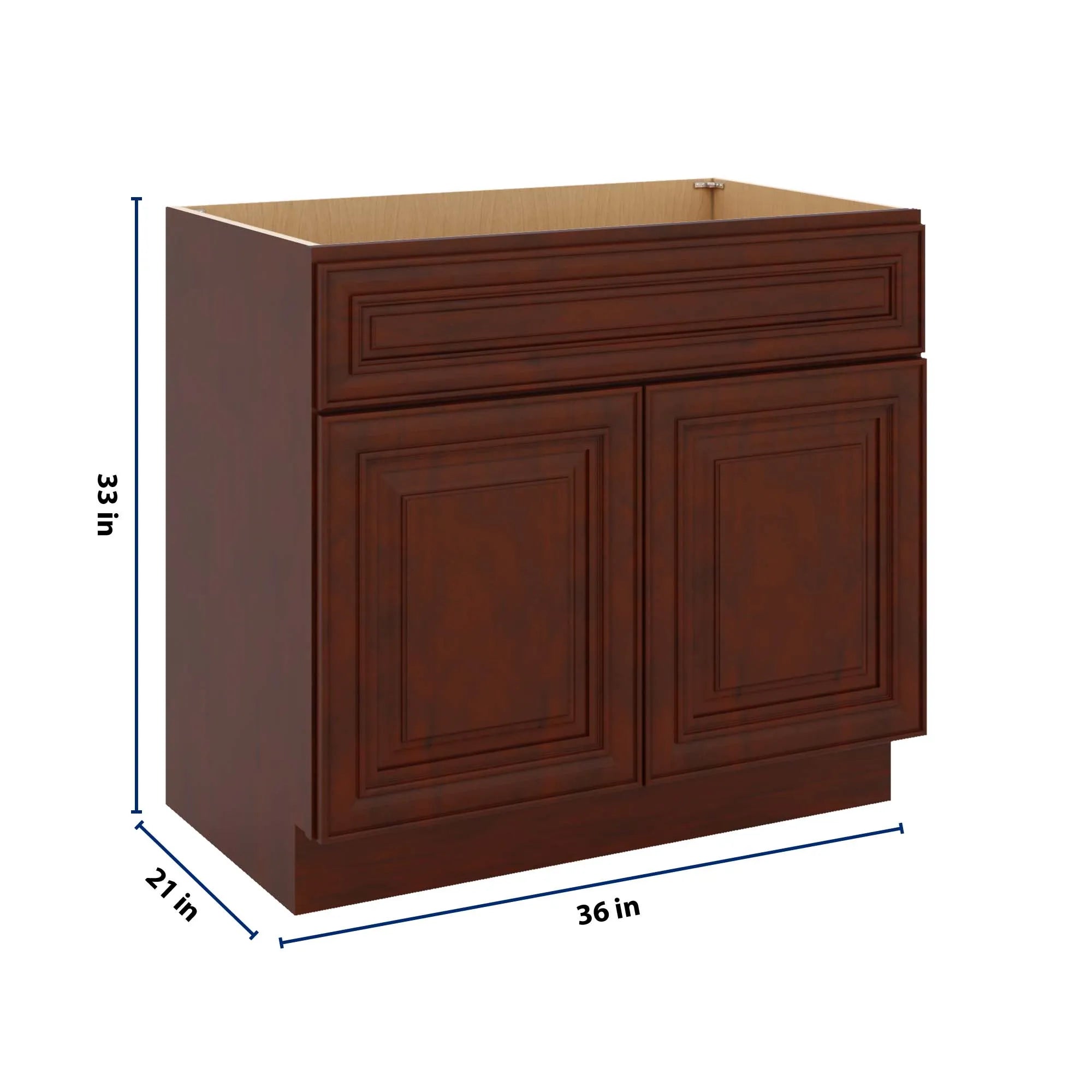 J&K Mahogany J5 Vanity Base Sink Door/False Drawer 36" W x 33" H x 21" D