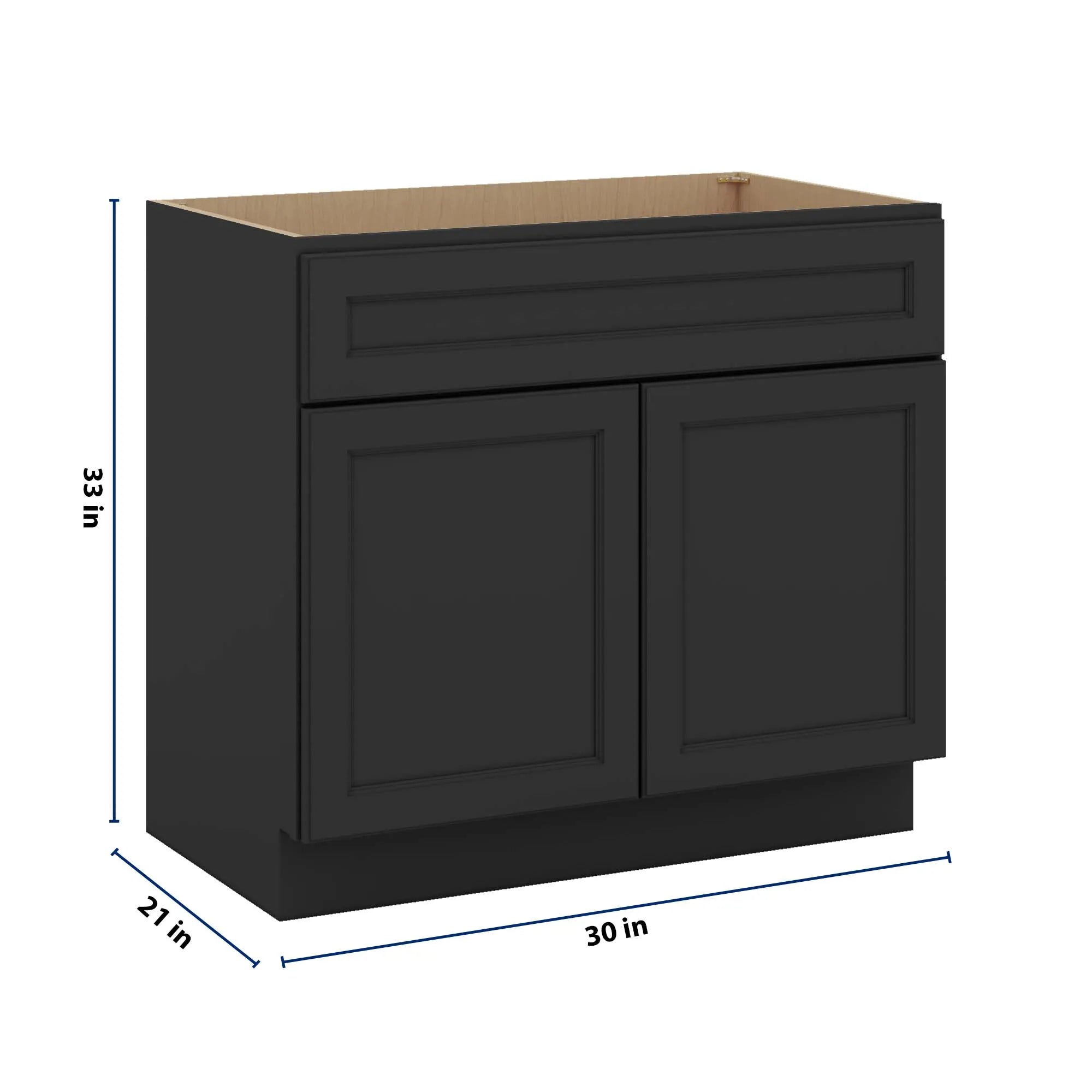J&K Charcoal E2 Vanity Base Sink Door/False Drawer 36" W x 33" H x 21" D