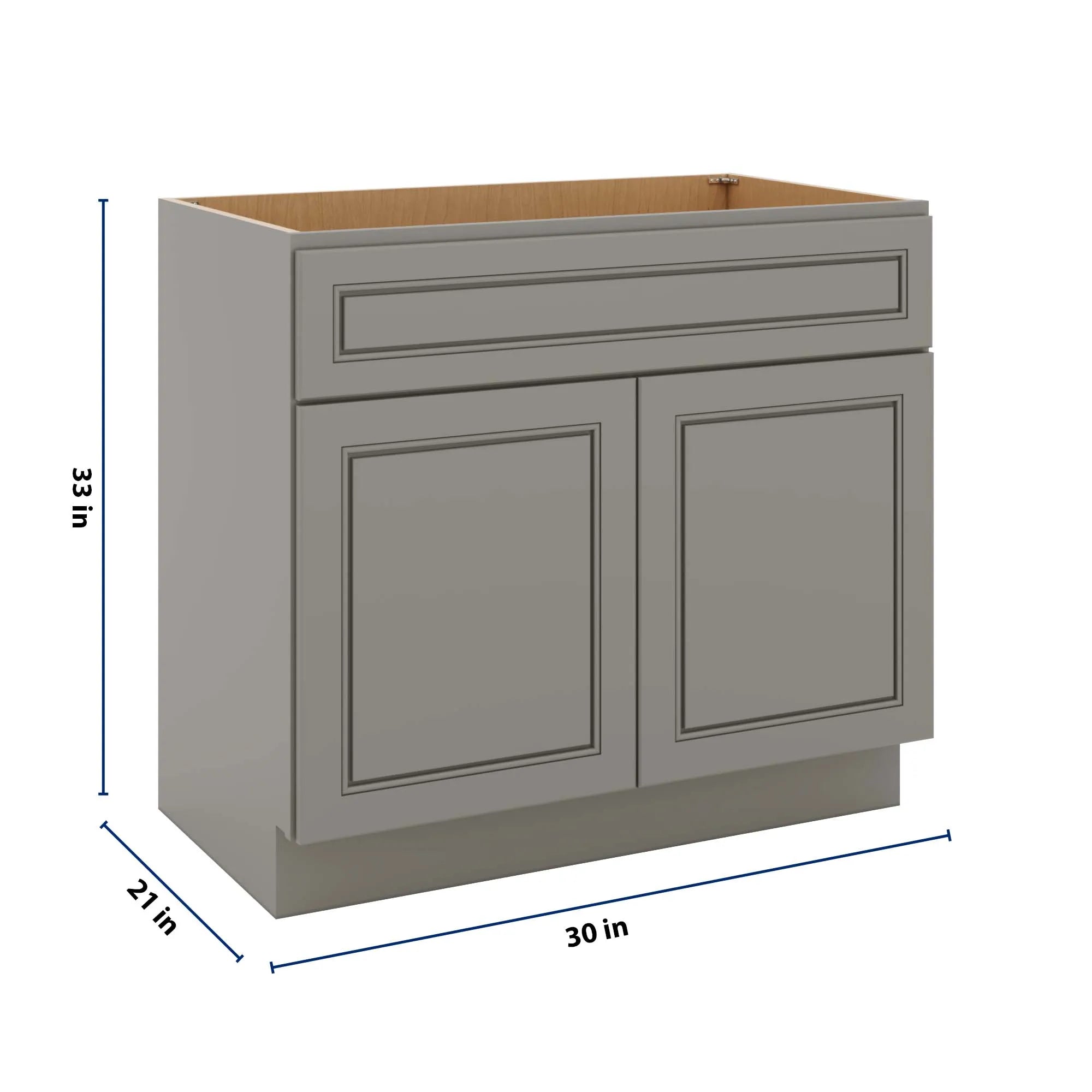 J&K Greige K3 Vanity Base Sink Door/False Drawer 36" W x 33" H x 21" D