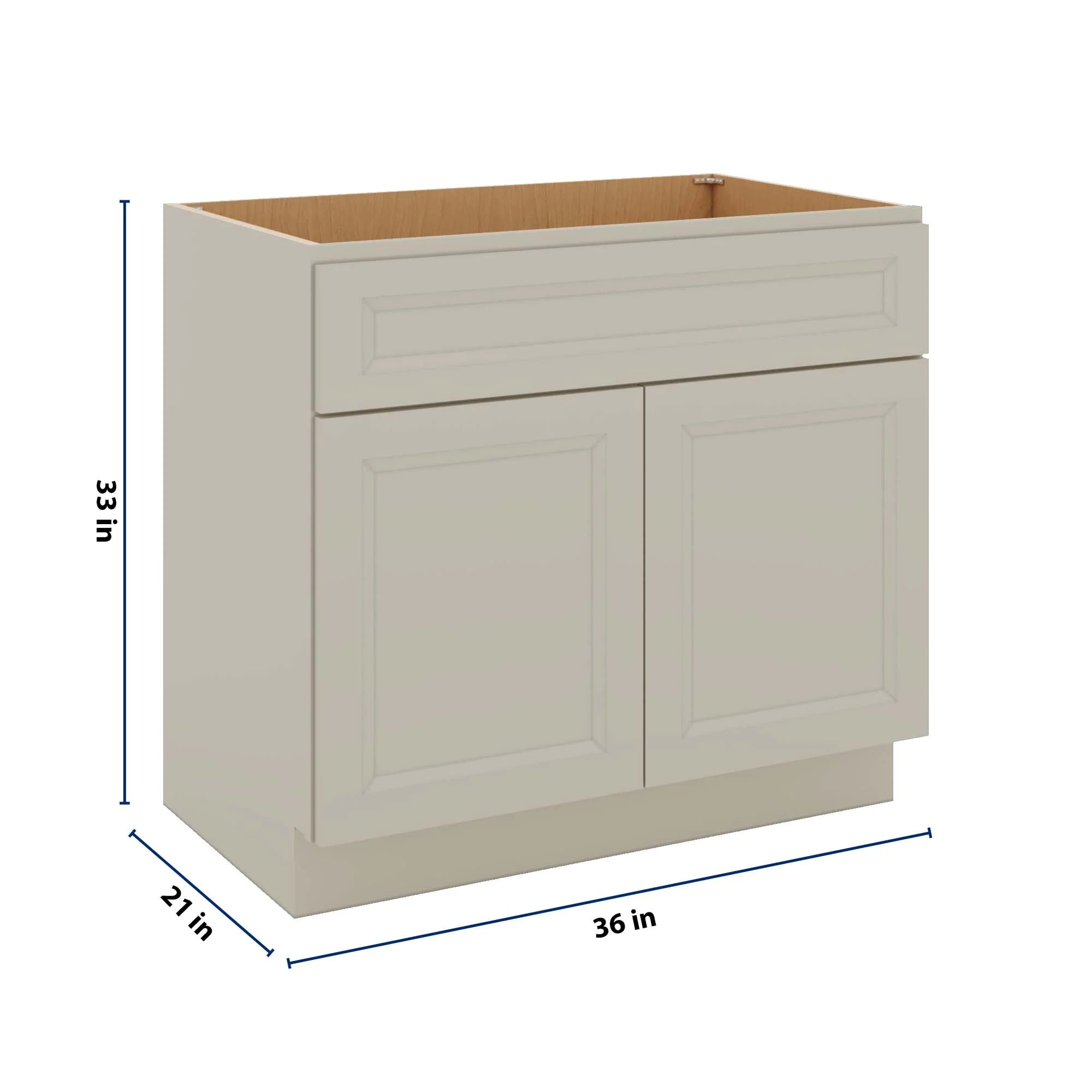 J&K Pebble B6 Vanity Base Sink Door/False Drawer 36" W x 33" H x 21" D