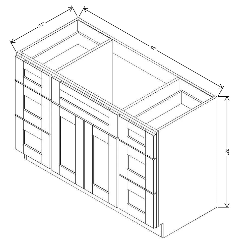 J&K Dove E1 Vanity Sink Combo 48" W x 33" H x 21" D