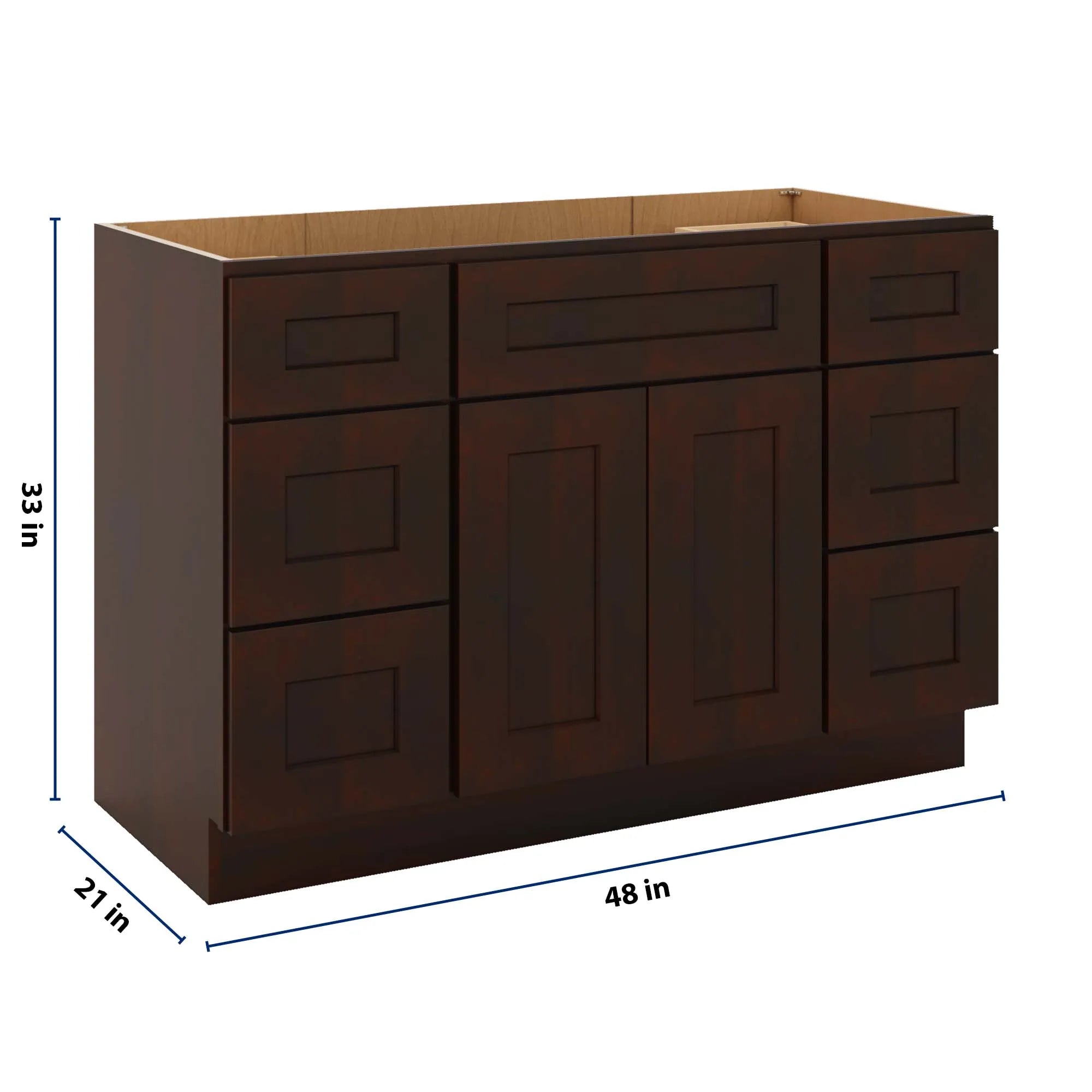 J&K Java Coffee S1 Vanity Sink Combo 48" W x 33" H x 21" D