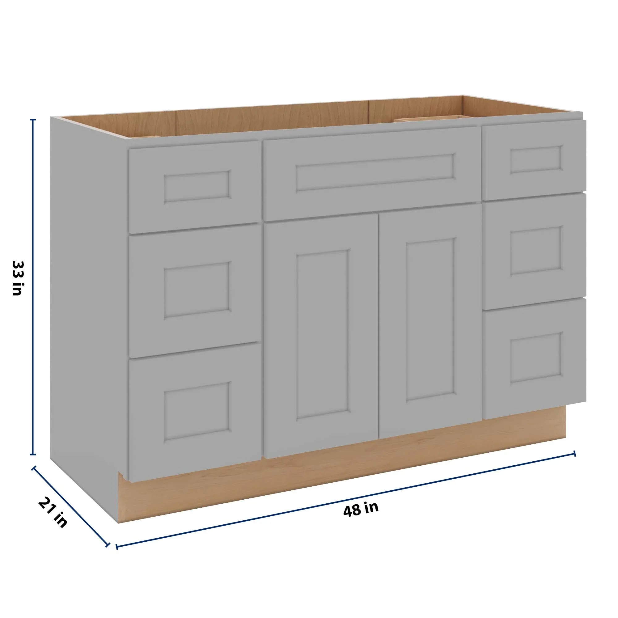 J&K Castle Grey S5 Vanity Sink Combo 48" W x 33" H x 21" D