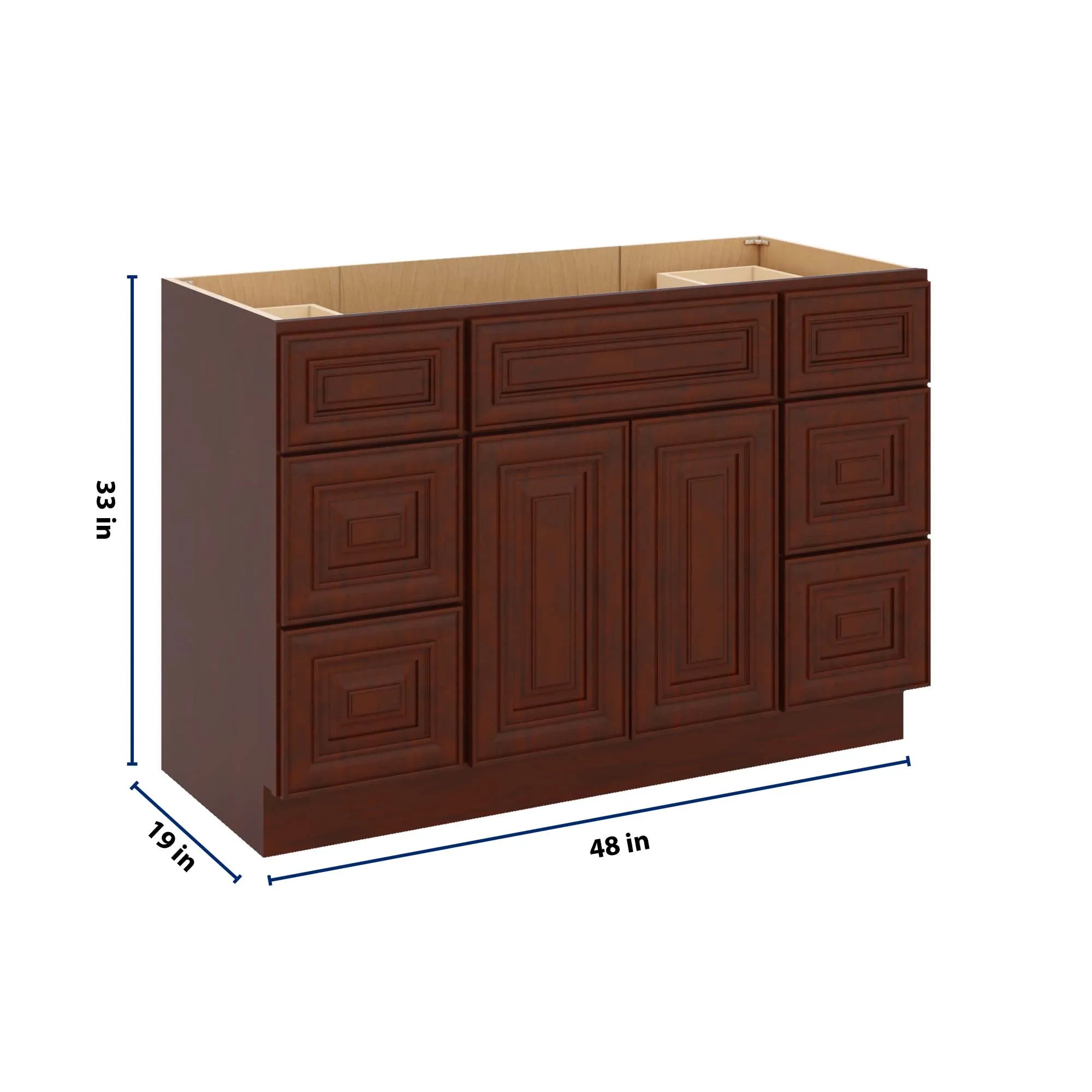 J&K Mahogany J5 Vanity Sink Combo 48" W x 33" H x 21" D
