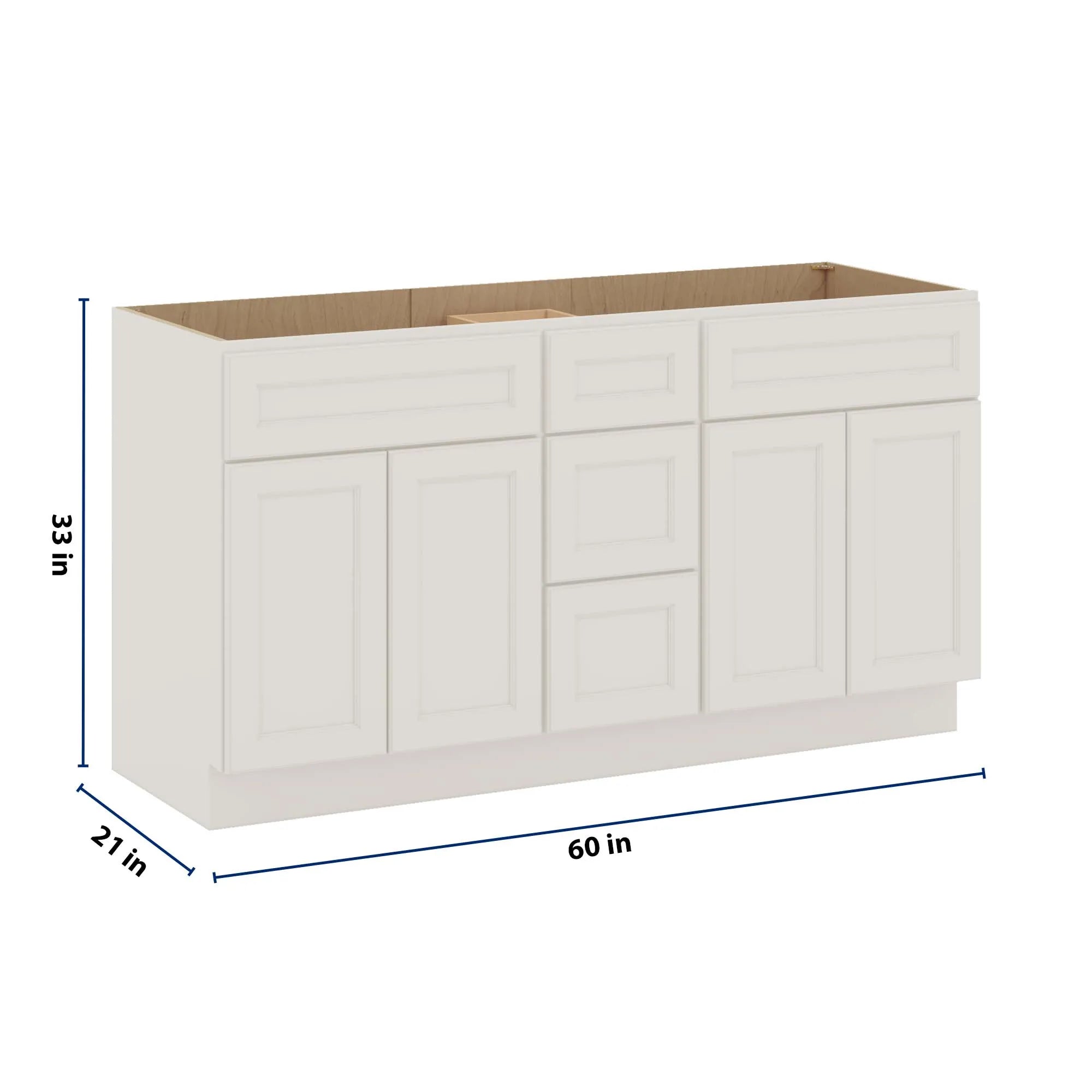 J&K Dove E1 Vanity Sink Combo 60" W x 33" H x 21" D