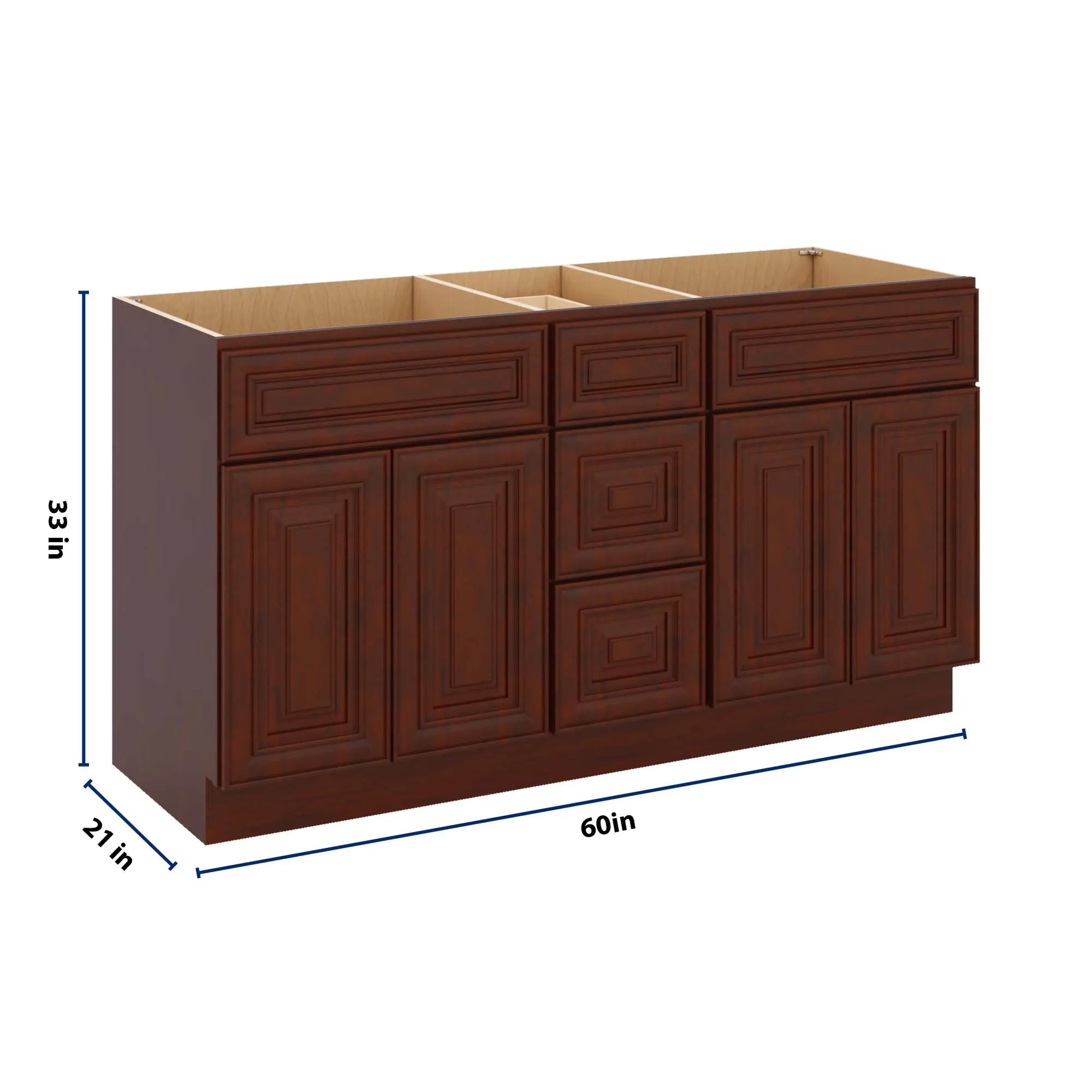 J&K Mahogany J5 Vanity Sink Combo 60" W x 33" H x 21" D