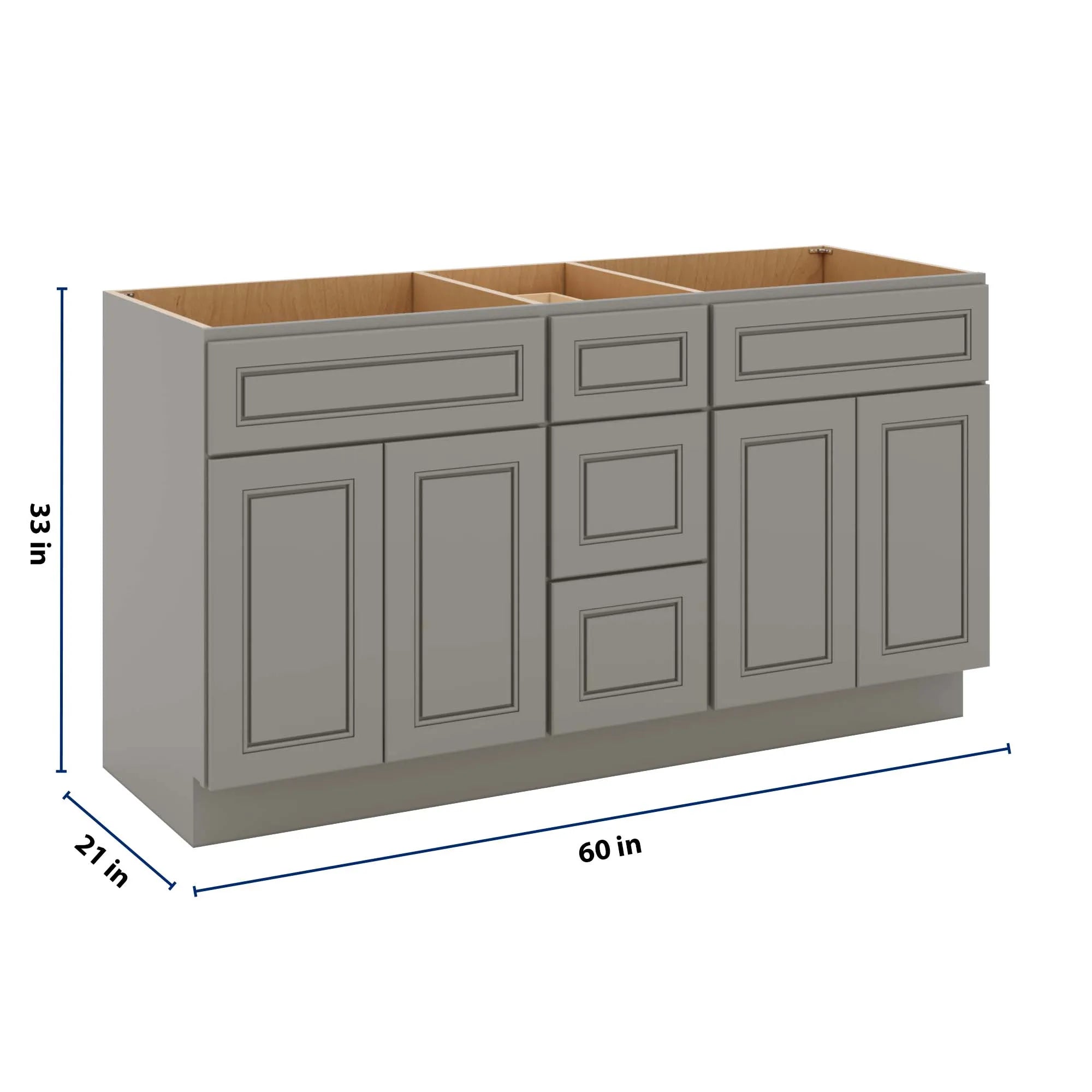 J&K Greige K3 Vanity Sink Combo 60" W x 33" H x 21" D