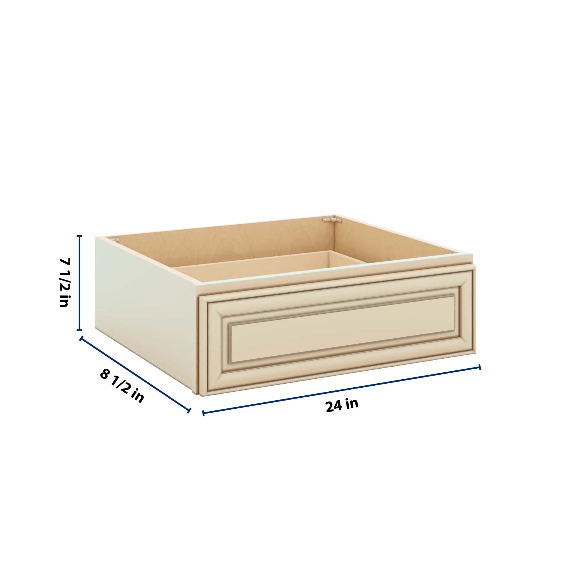 J&K Creme Glazed A7 24" W x 7-1/2" H or 8-1/2" H Knee Drawer