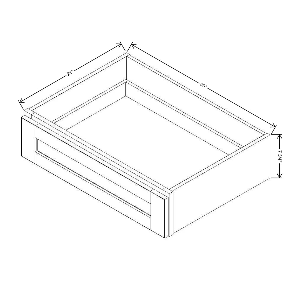 J&K Castle Grey S5 30" W x 7-1/2" H or 8-1/2" H Knee Drawer