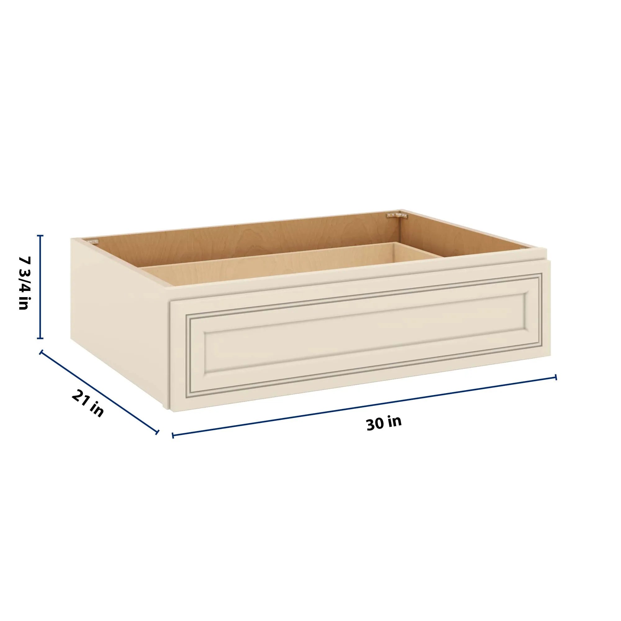 J&K Pearl Glazed H9 30" W x 7-1/2" H or 8-1/2" H Knee Drawer