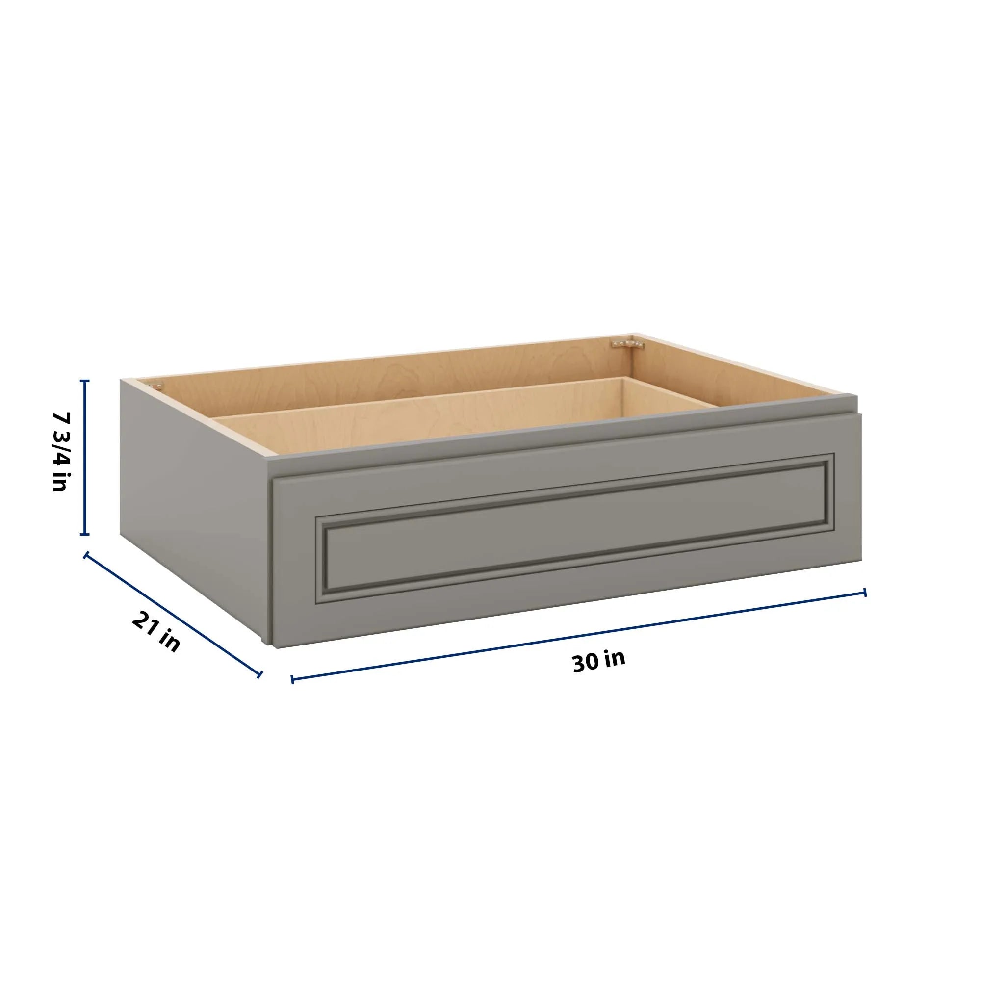 J&K Greige K3 30" W x 7-1/2" H or 8-1/2" H Knee Drawer