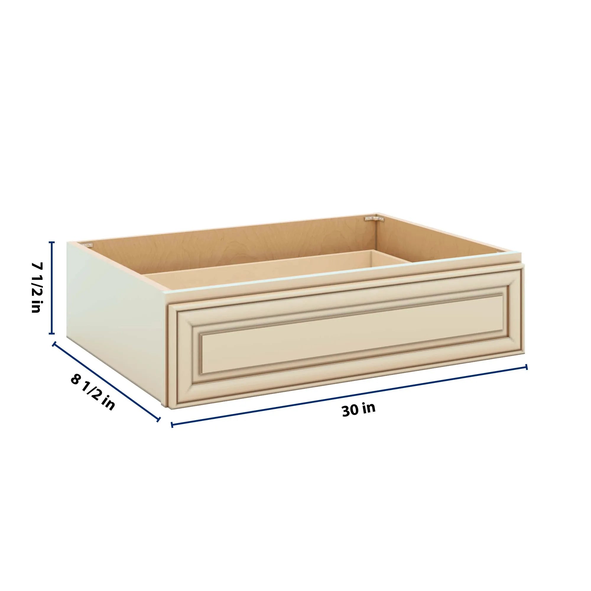 J&K Creme Glazed A7 30" W x 7-1/2" H or 8-1/2" H Knee Drawer