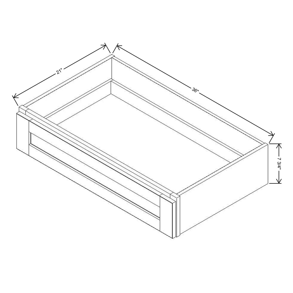 J&K White Shaker S8 36" W x 7-1/2" H or 8-1/2" H Knee Drawer