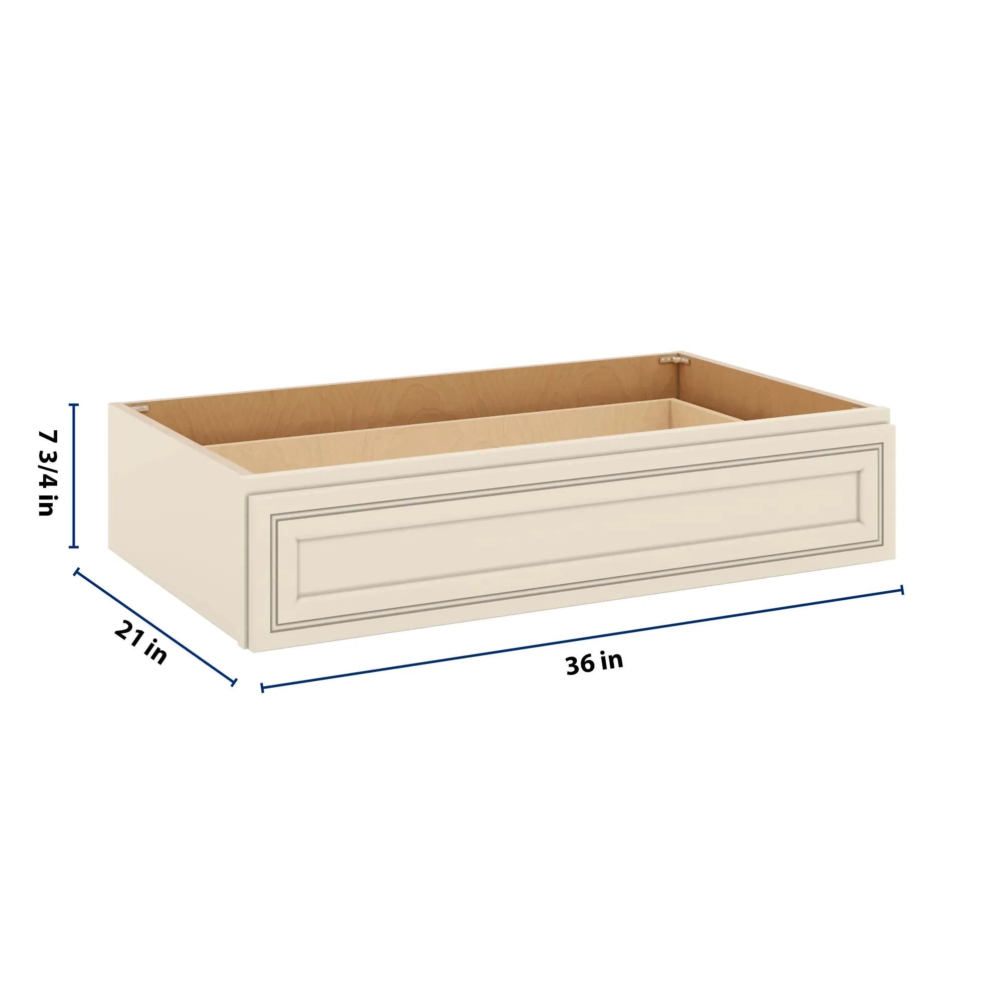 J&K Pearl Glazed H9 36" W x 7-1/2" H or 8-1/2" H Knee Drawer