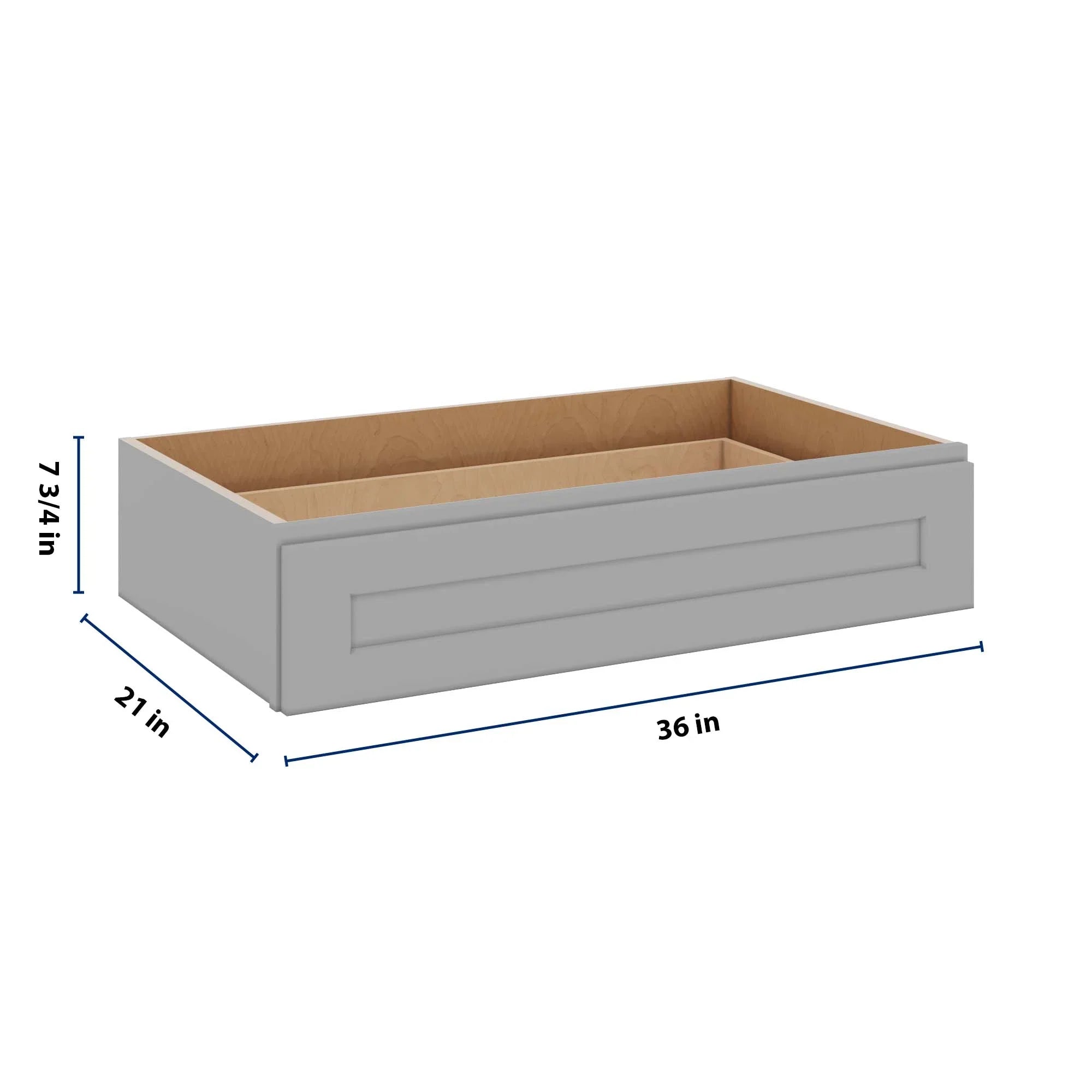 J&K Castle Grey S5 36" W x 7-1/2" H or 8-1/2" H Knee Drawer