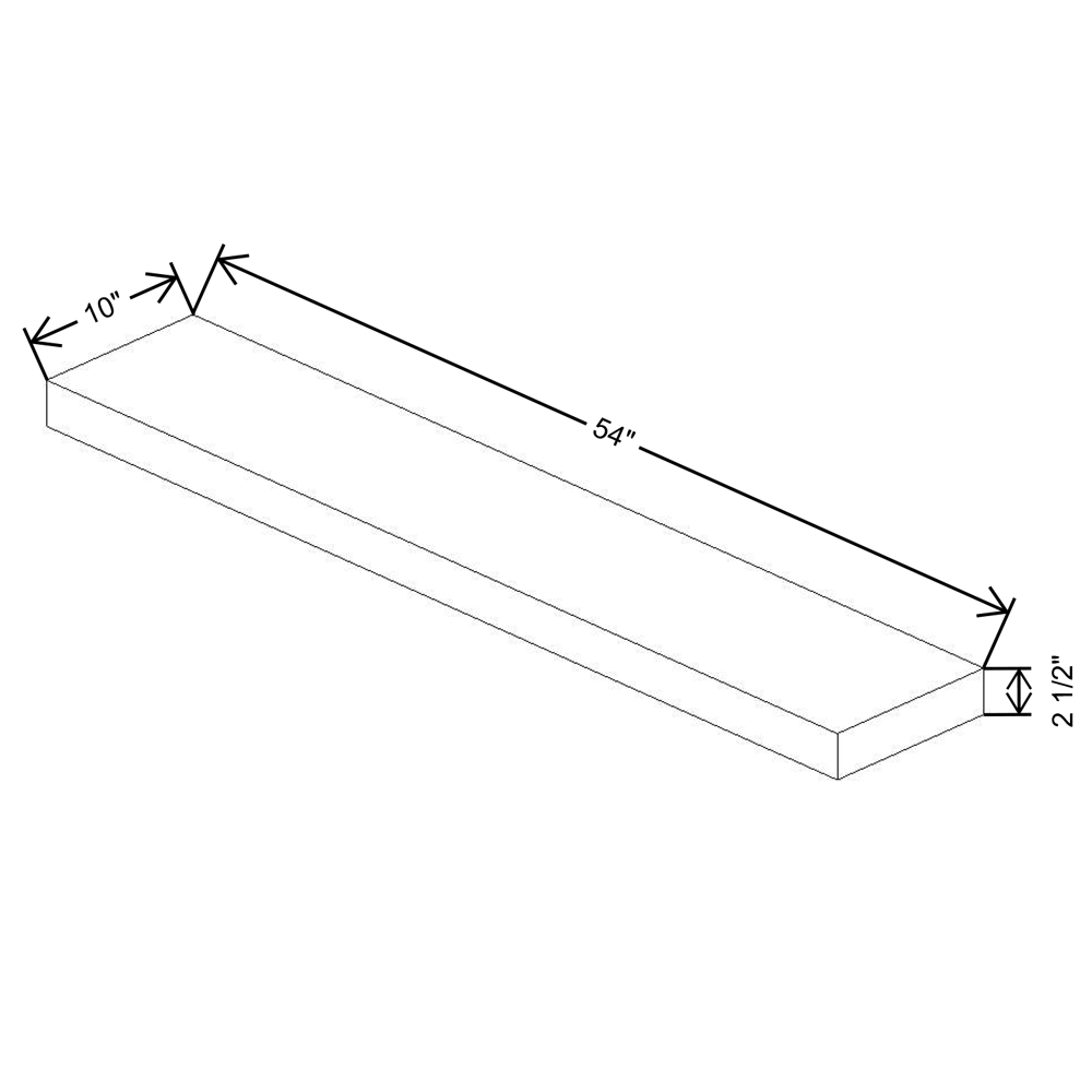 Fabuwood Allure Fusion Nickel Timber Floating Shelf 54"W X 10"D X 2.5"T