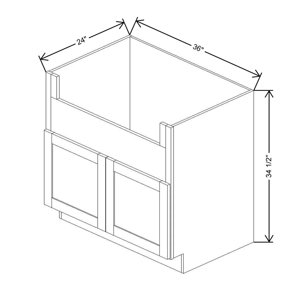 Kitchen Cabinet Distributors Shaker Designer White 5PC 36" Farm Sink Base Cabinet