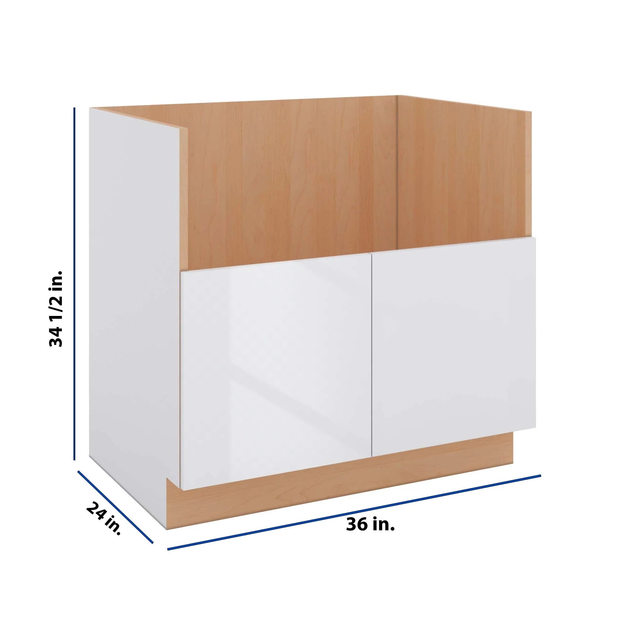 Modernform Cabinet Gloss White 36" W X 34 1/2" H X 24" D Farm Sink Base Cabinet