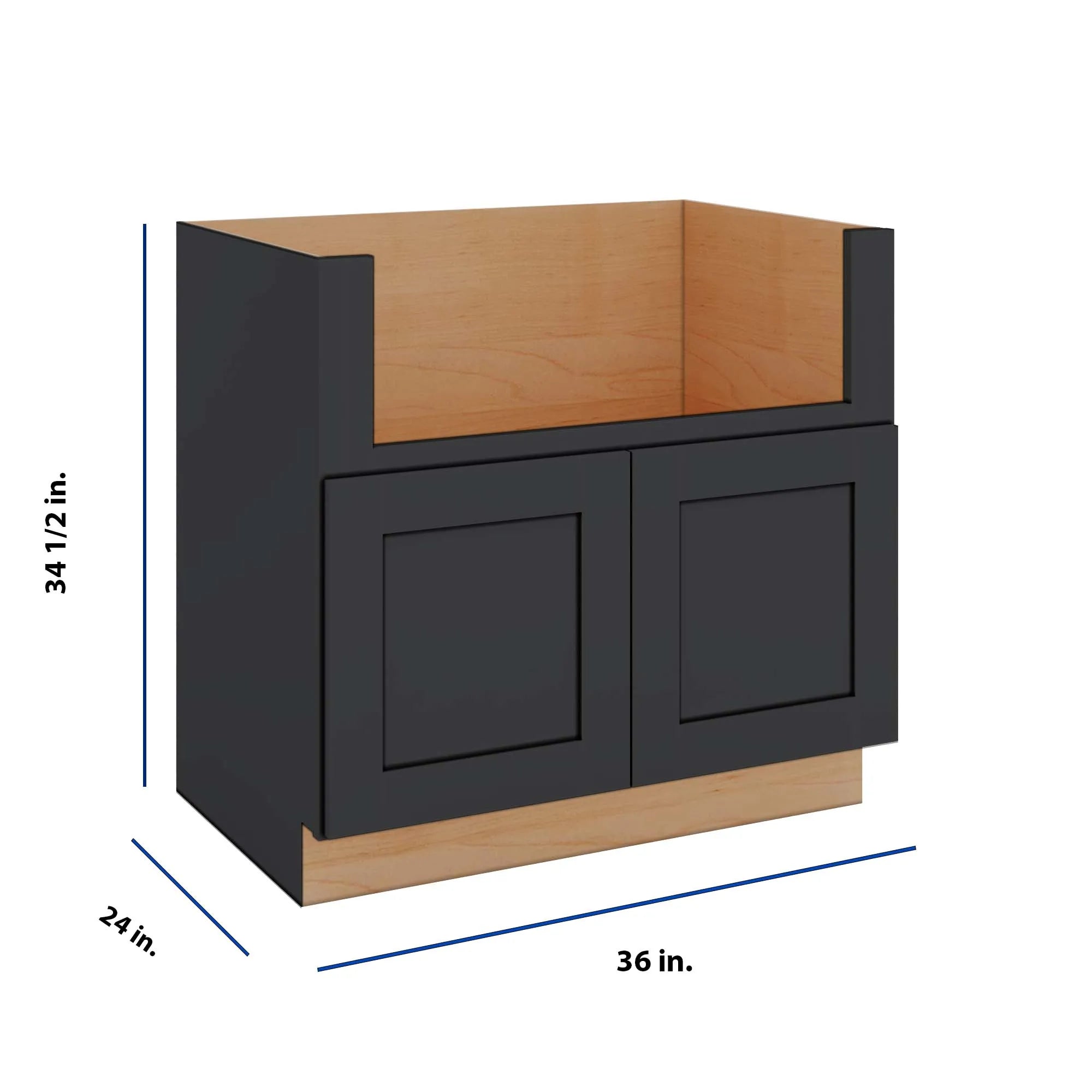 Modernform Cabinet Onyx Black Shaker 36" W X 34 1/2" H X 24" D Farm Sink Base Cabinet