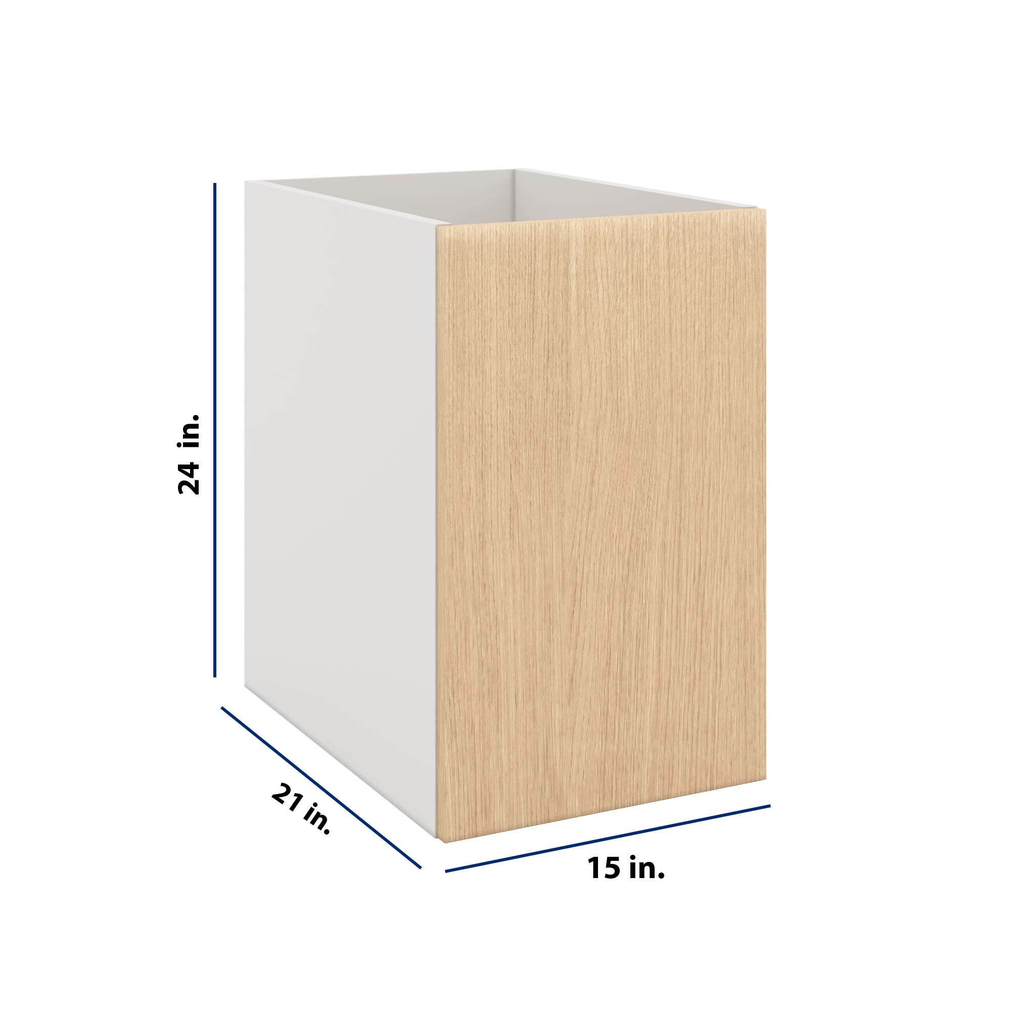 Modernform Cabinet Natural Oak 15" W X 24" H X 21" D Vanity Floating Full Height Single Door Cabinet