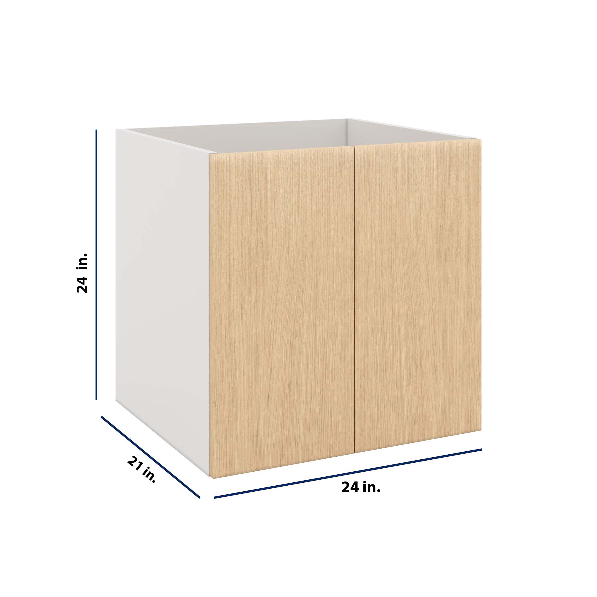 Modernform Cabinet Natural Oak 24" W X 24" H X 21" D Vanity Floating Full Height Double Door Cabinet