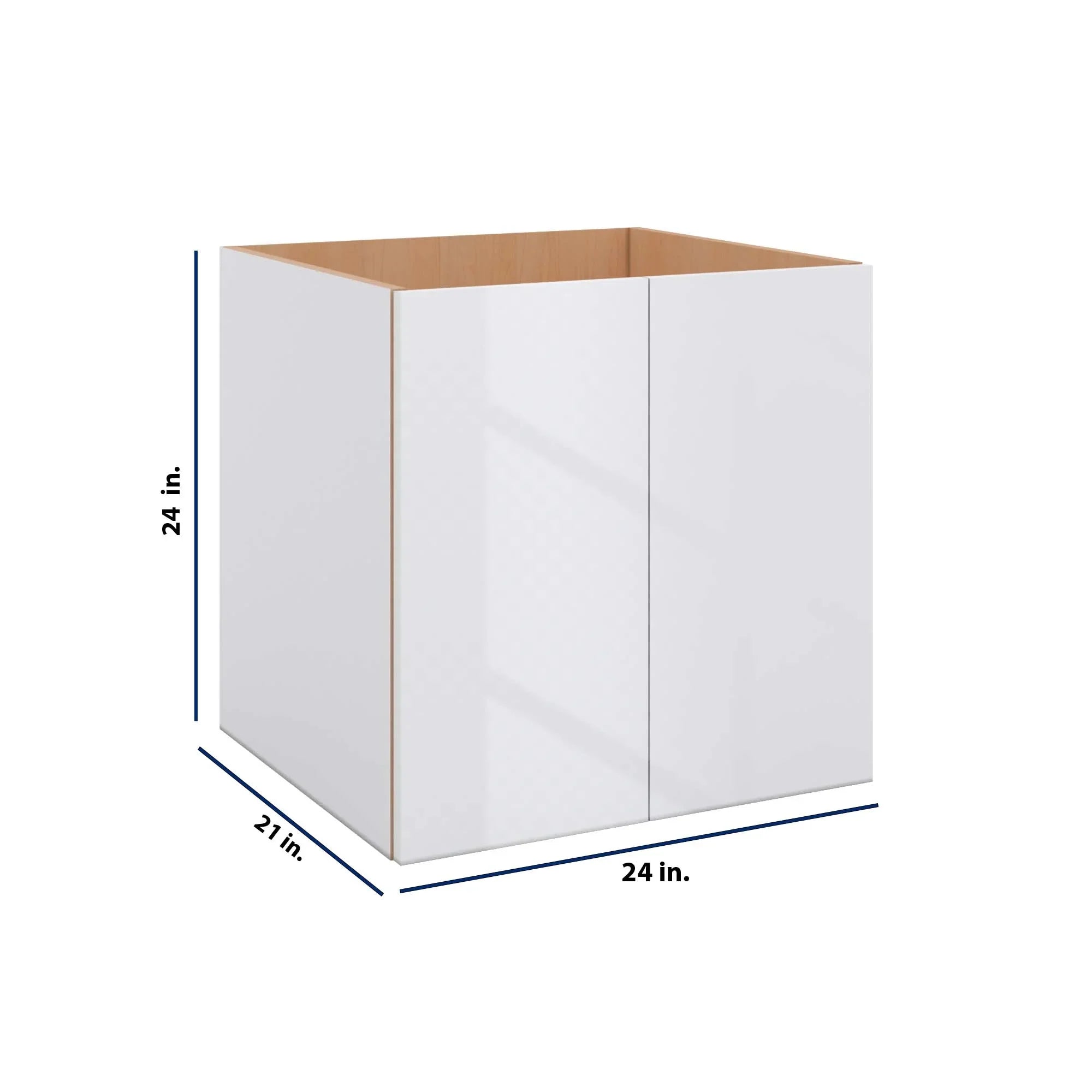 Modernform Cabinet Gloss White 24" W X 24" H X 21" D Vanity Floating Full Height Double Door Cabinet