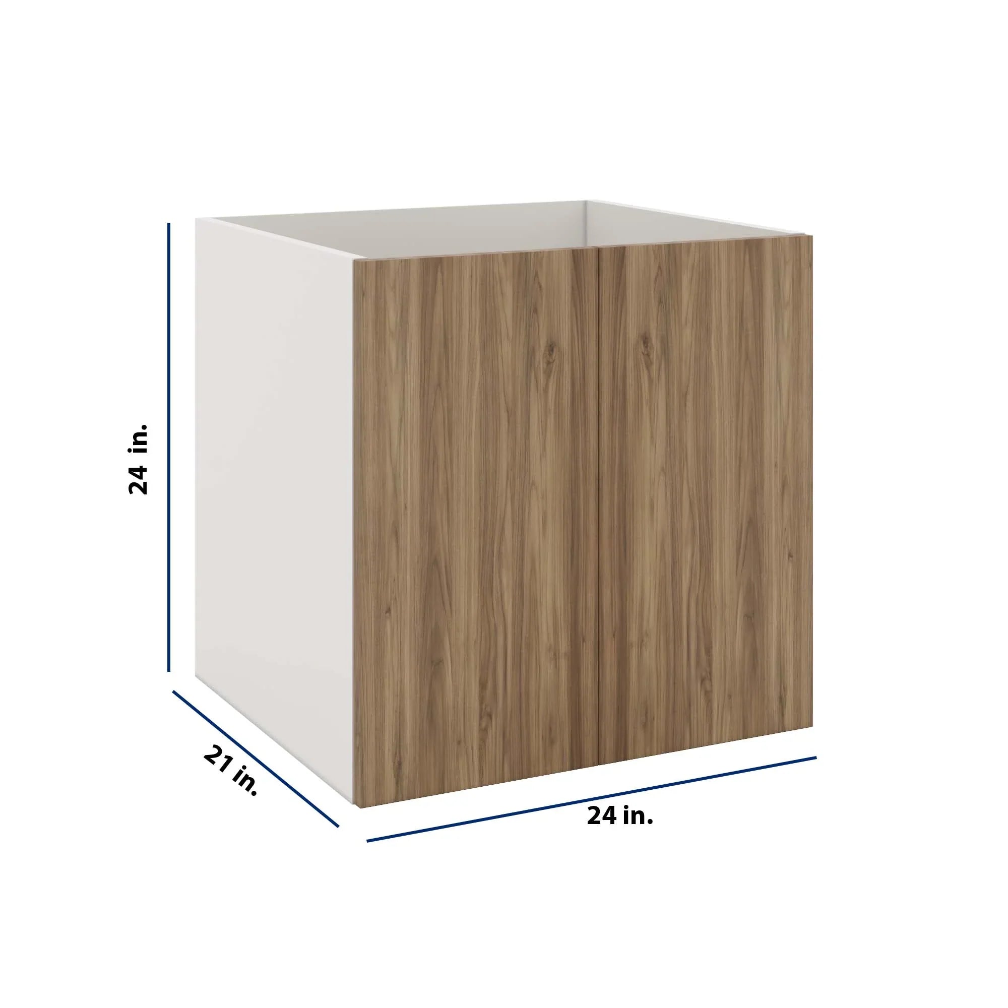Modernform Cabinet Walnut 24" W X 24" H X 21" D Vanity Floating Full Height Double Door Cabinet