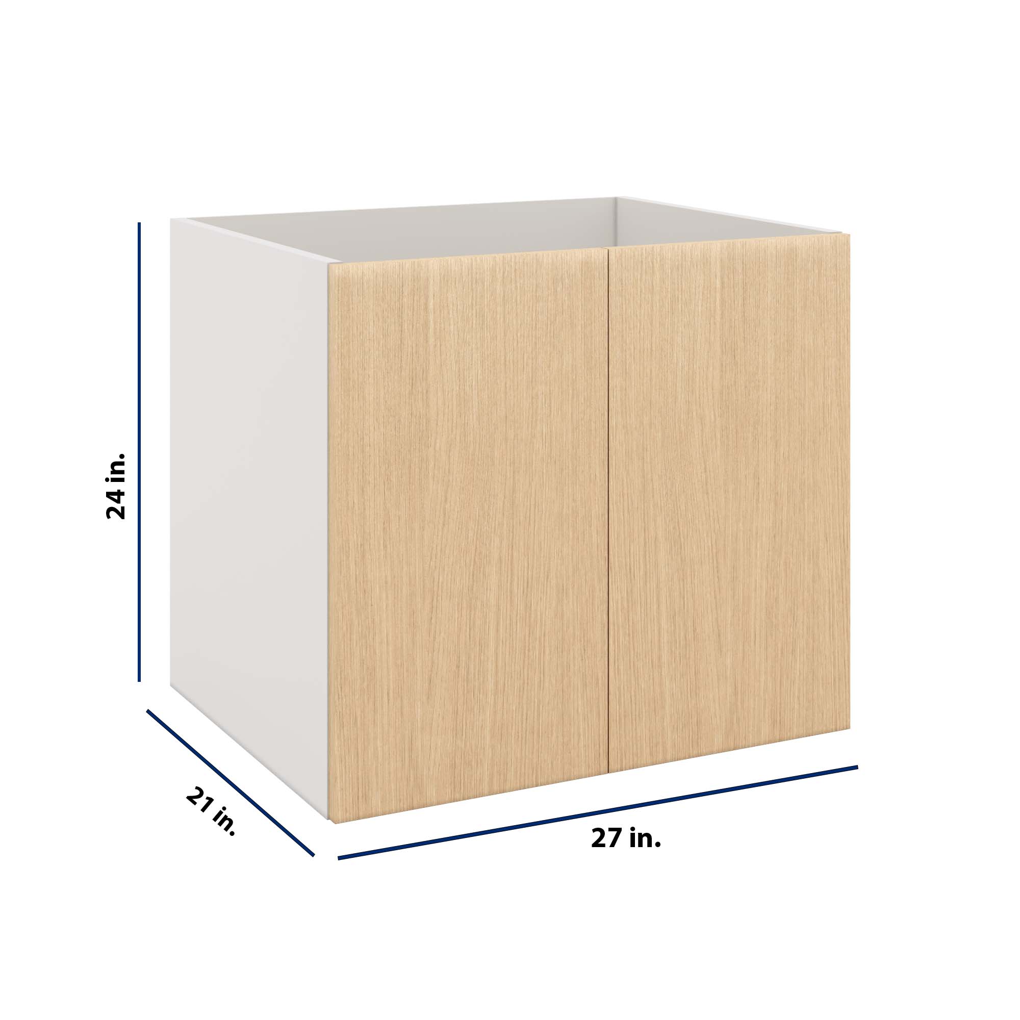 Modernform Cabinet Natural Oak 27" W X 24" H X 21" D Vanity Floating Full Height Double Door Cabinet