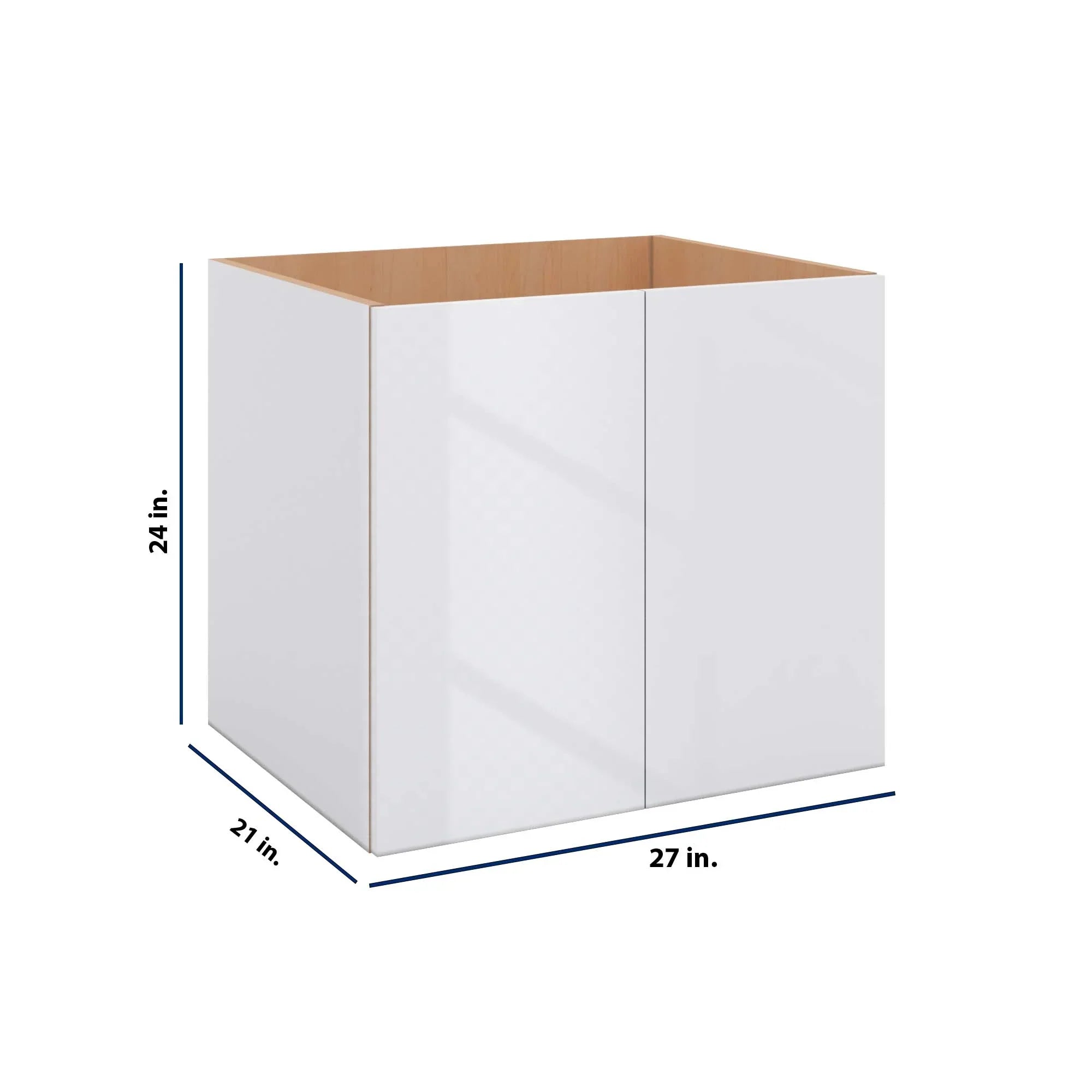 Modernform Cabinet Gloss White 27" W X 24" H X 21" D Vanity Floating Full Height Double Door Cabinet