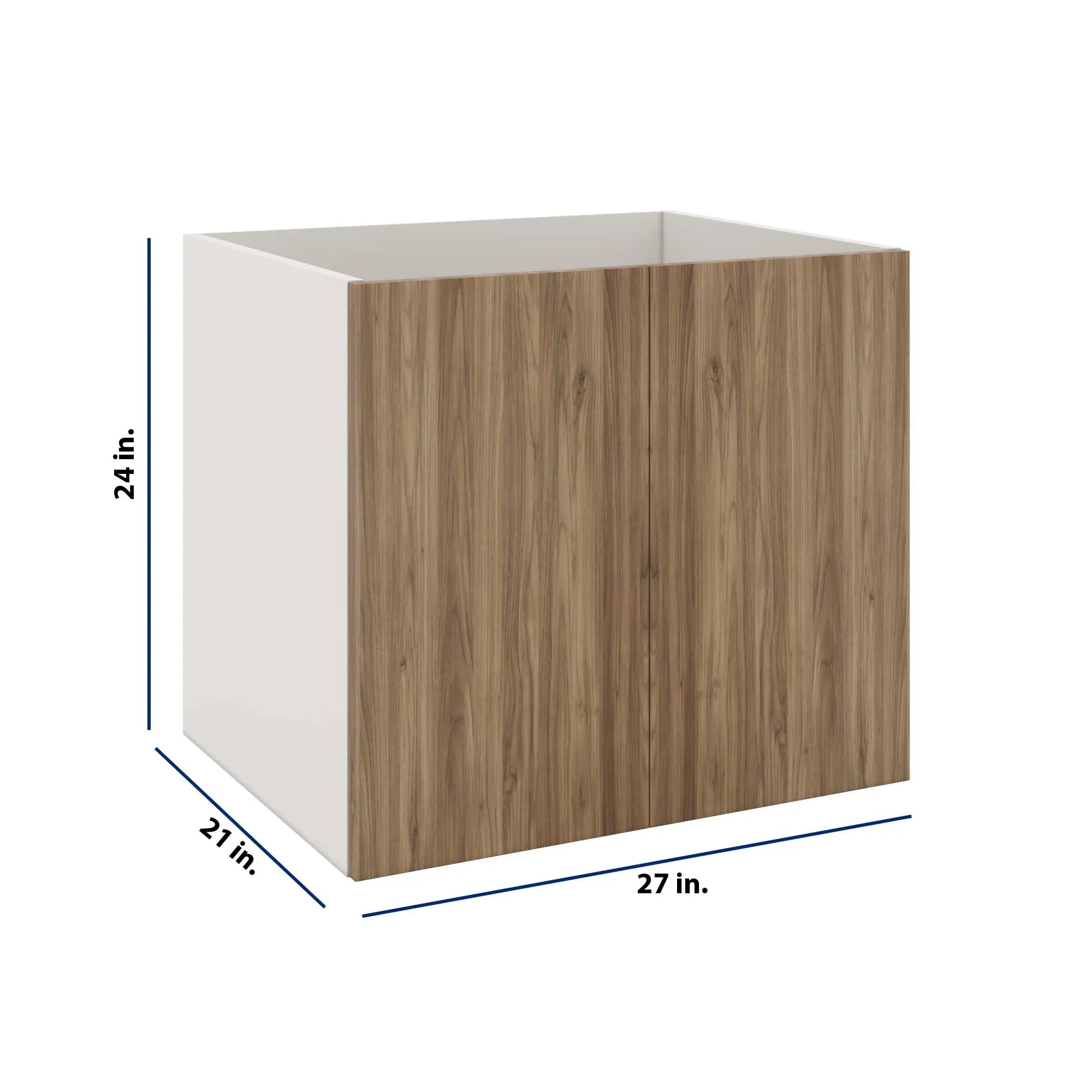 Modernform Cabinet Walnut 27" W X 24" H X 21" D Vanity Floating Full Height Double Door Cabinet