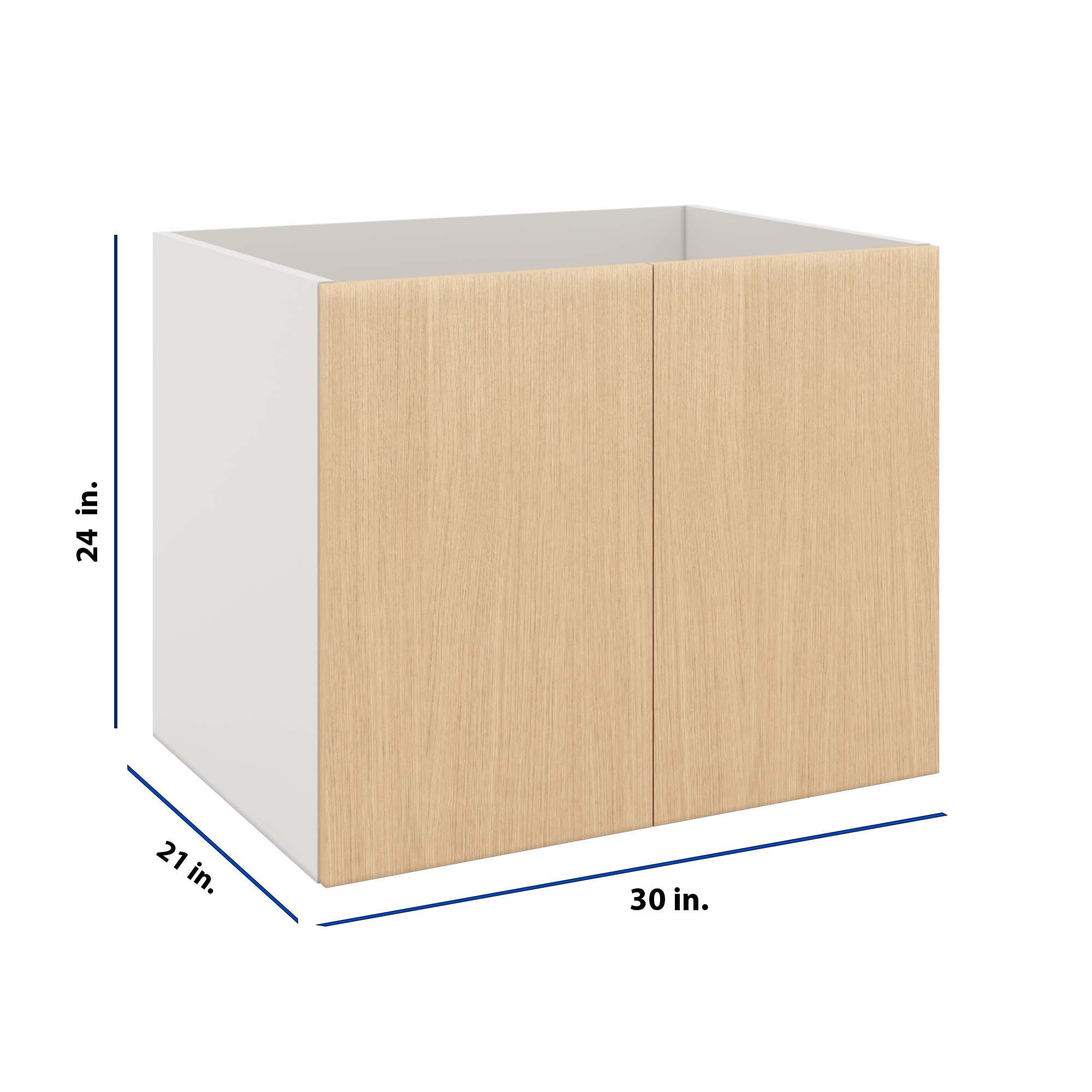 Modernform Cabinet Natural Oak 30" W X 24" H X 21" D Vanity Floating Full Height Double Door Cabinet