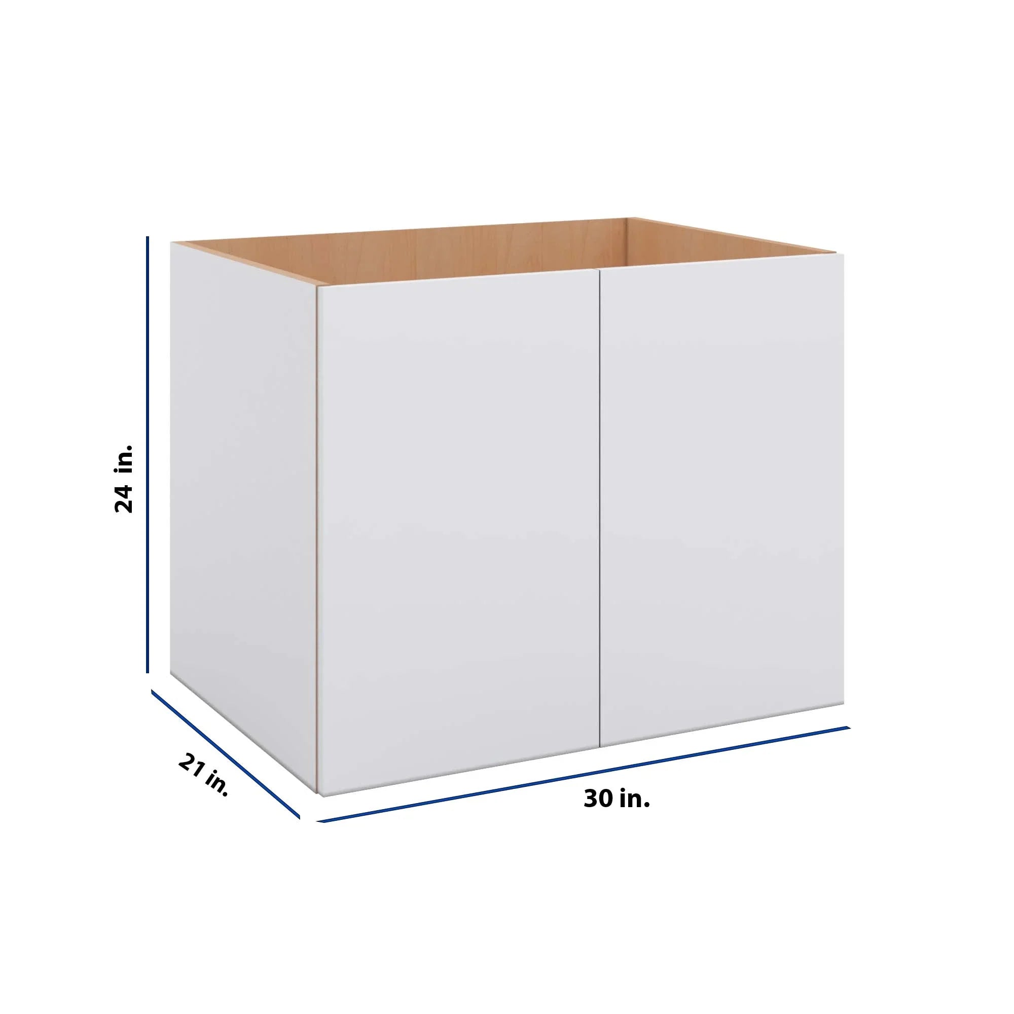 Modernform Cabinet Matte White 30" W X 24" H X 21" D Vanity Floating Full Height Double Door Cabinet
