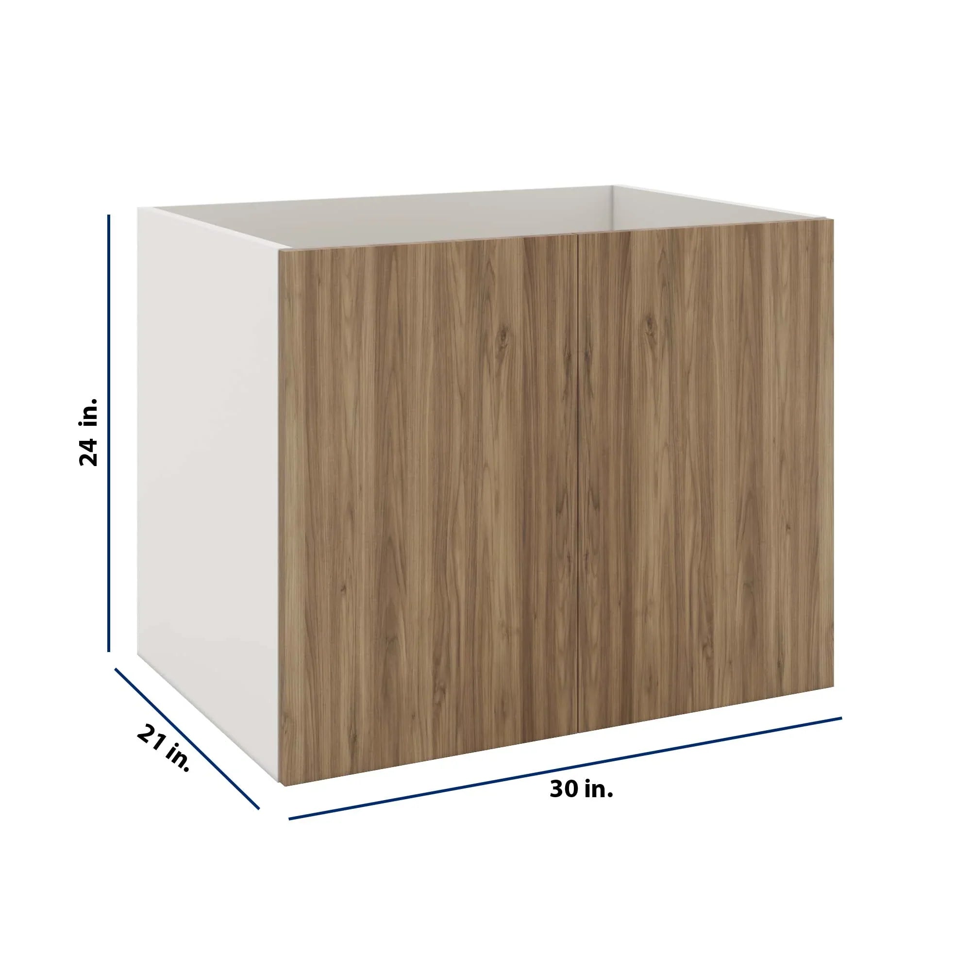 Modernform Cabinet Walnut 30" W X 24" H X 21" D Vanity Floating Full Height Double Door Cabinet