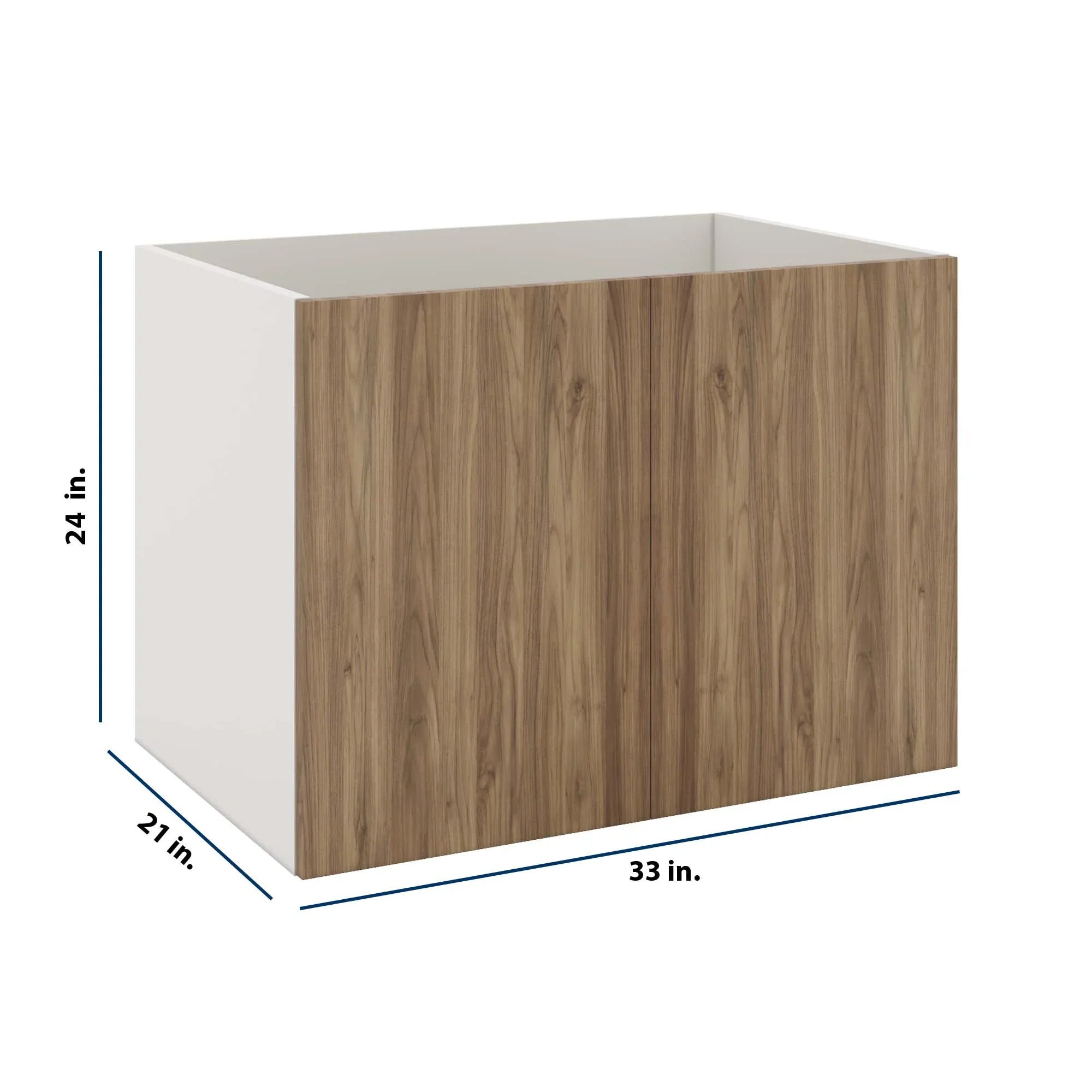 Modernform Cabinet Walnut 33" W X 24" H X 21" D Vanity Floating Full Height Double Door Cabinet