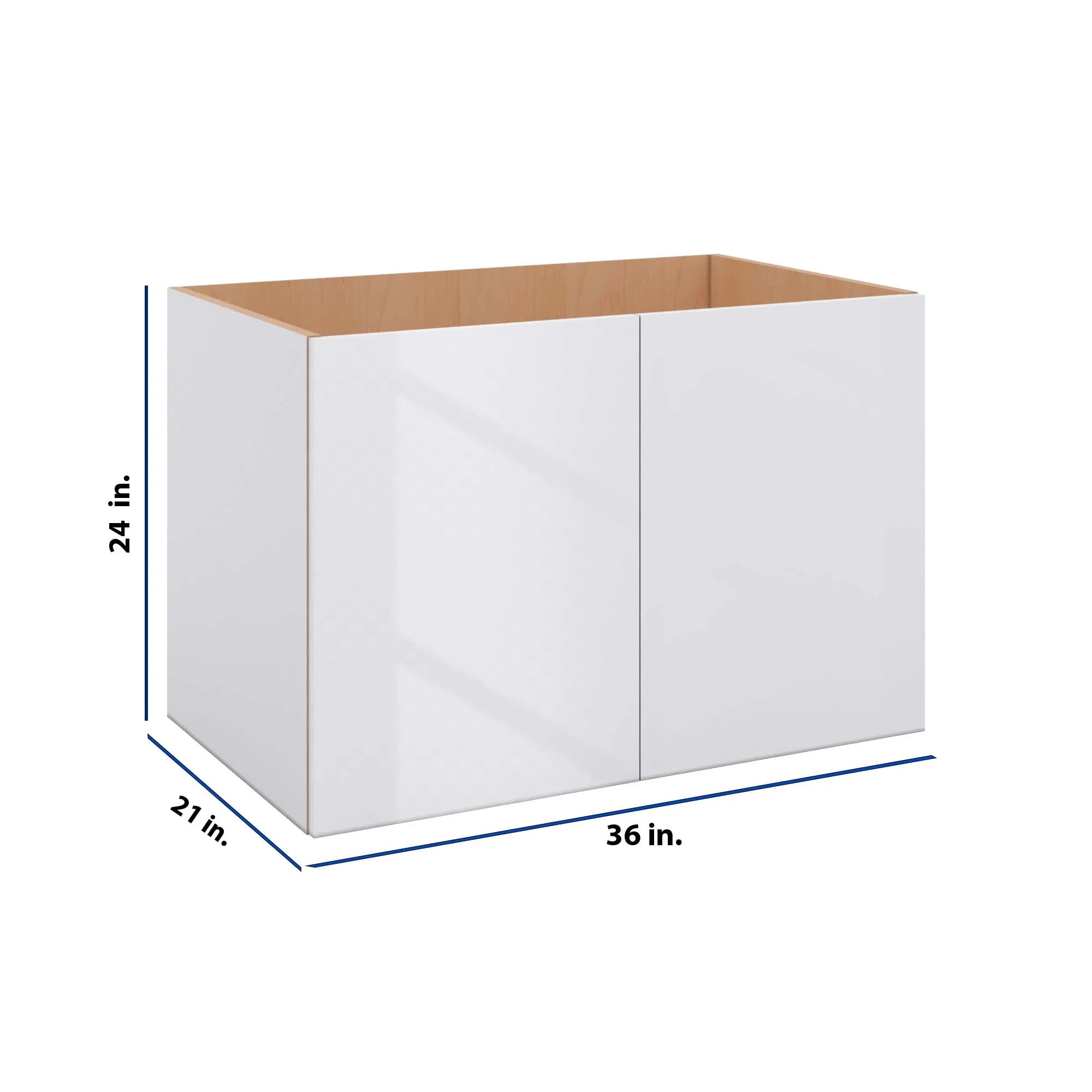 Modernform Cabinet Gloss White 36" W X 24" H X 21" D Vanity Floating Full Height Double Door Cabinet