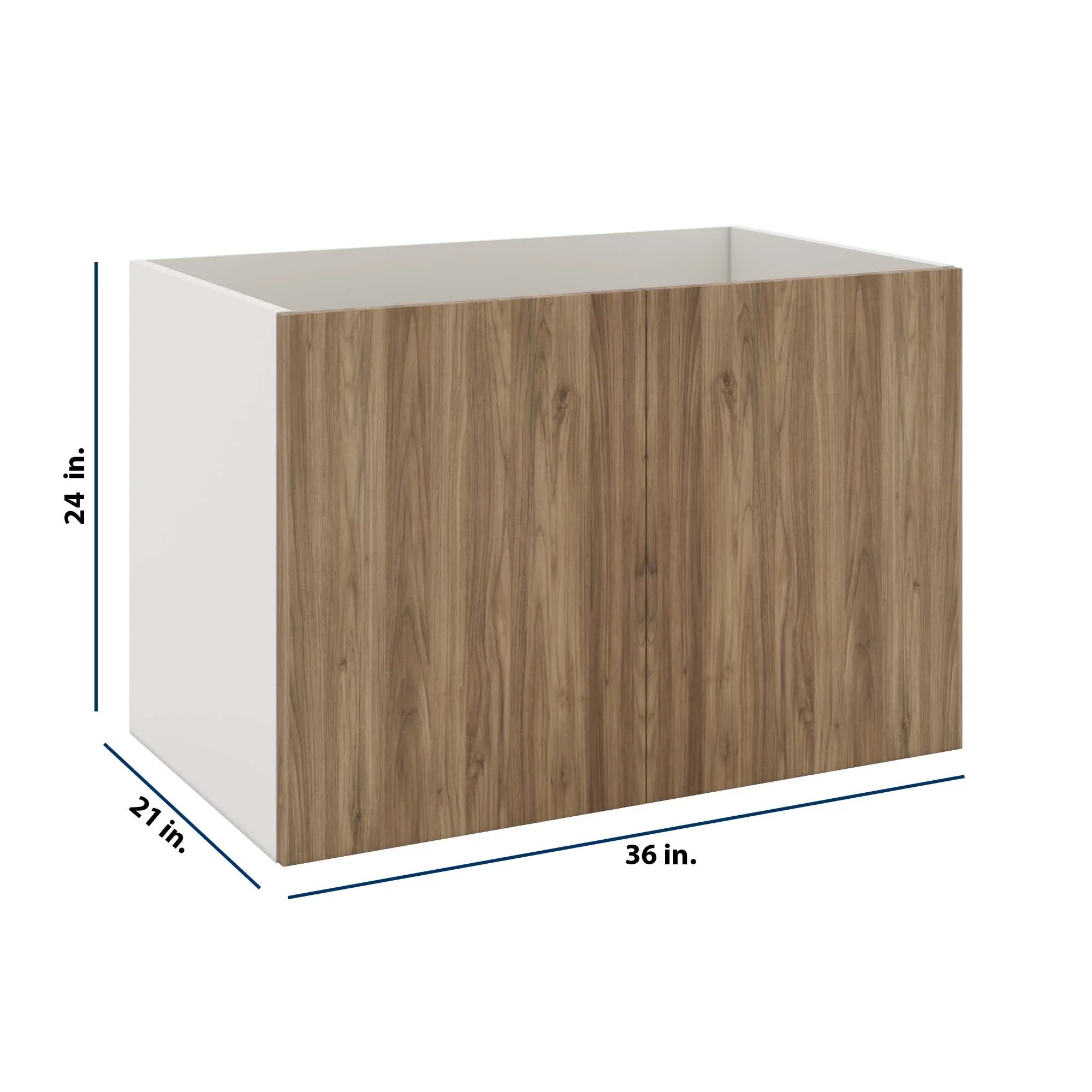Modernform Cabinet Walnut 36" W X 24" H X 21" D Vanity Floating Full Height Double Door Cabinet