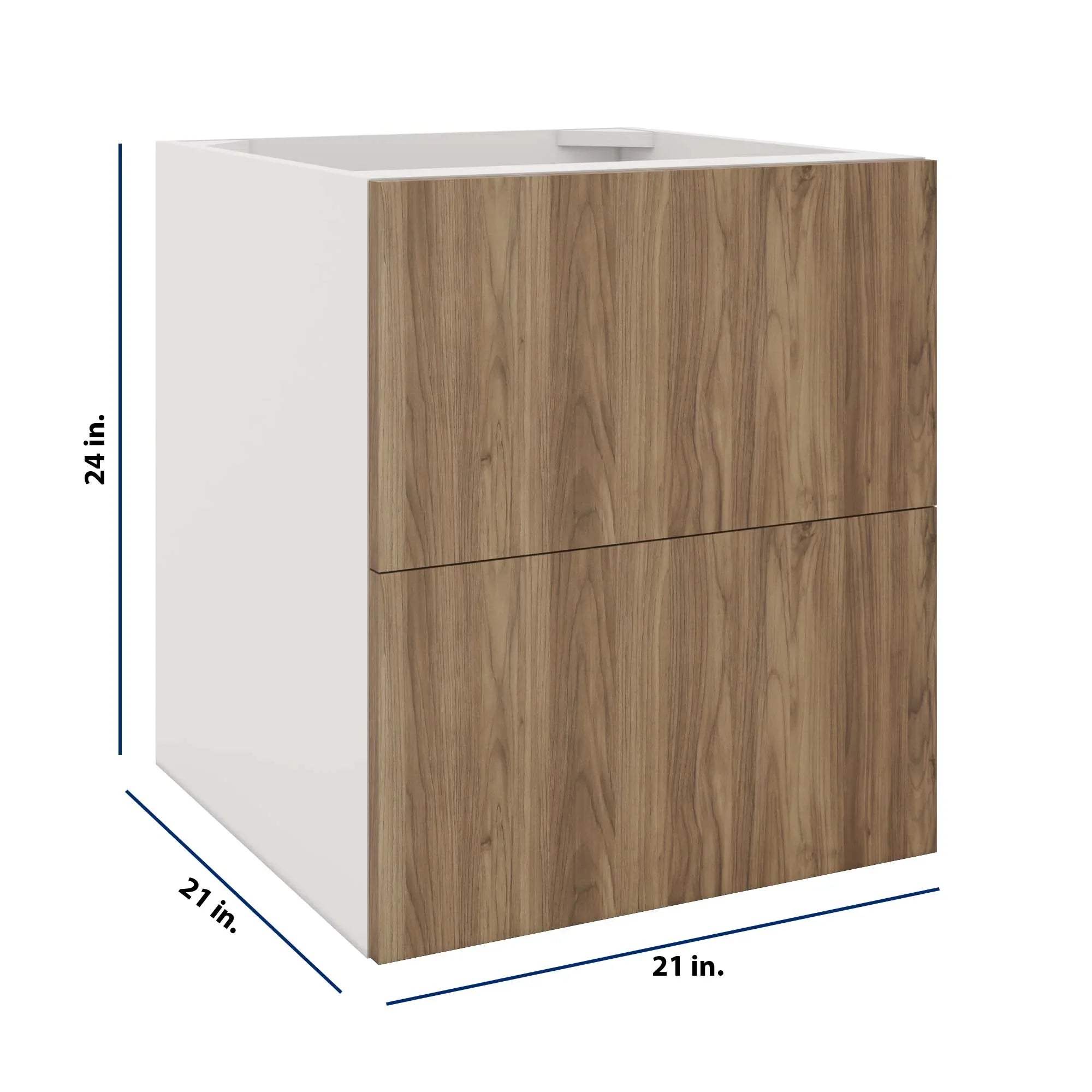 Modernform Cabinet Walnut 21" W X 24" H X 21" D Vanity Floating Drawers Cabinet