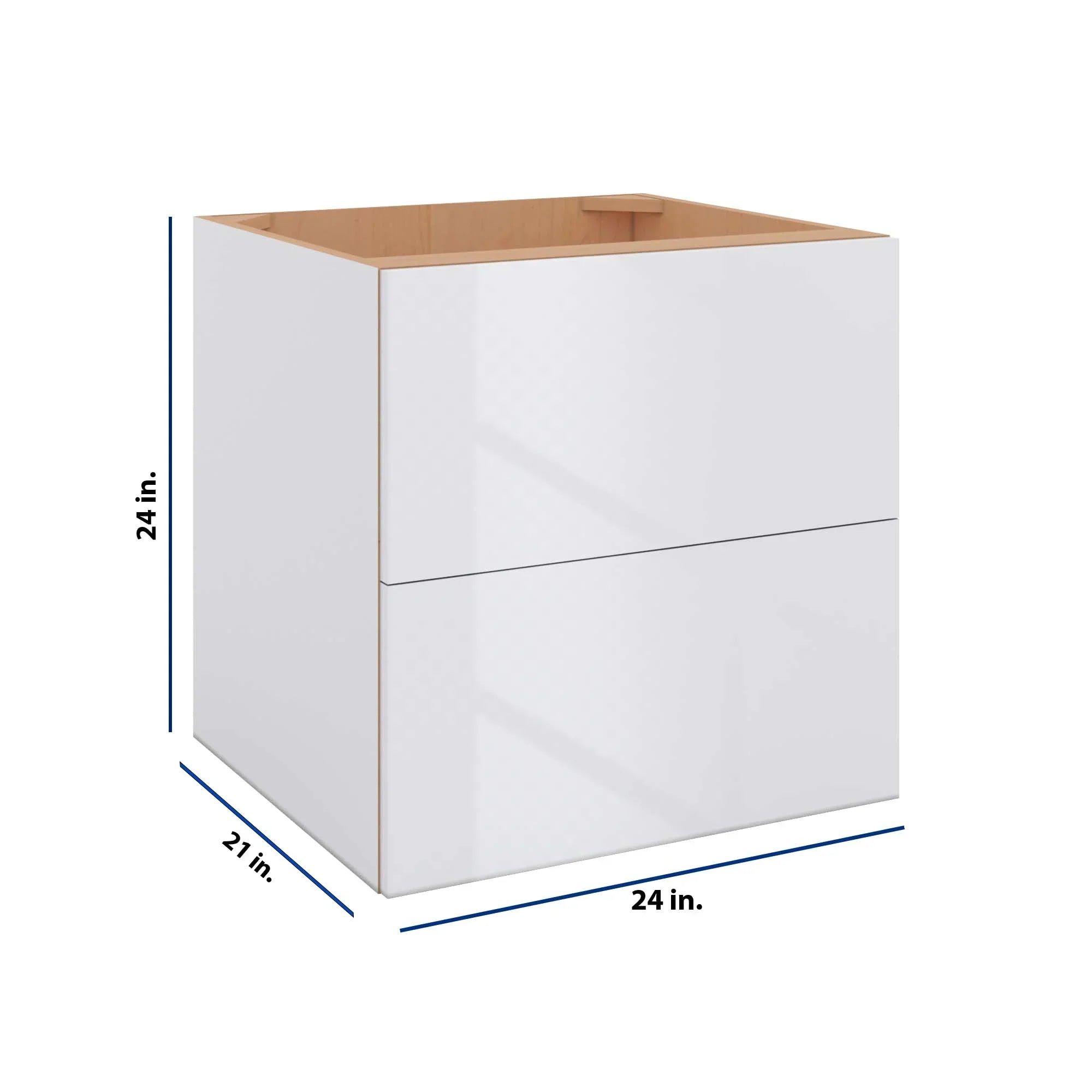 Modernform Cabinet Gloss White 24" W X 24" H X 21" D Vanity Floating Drawers Cabinet