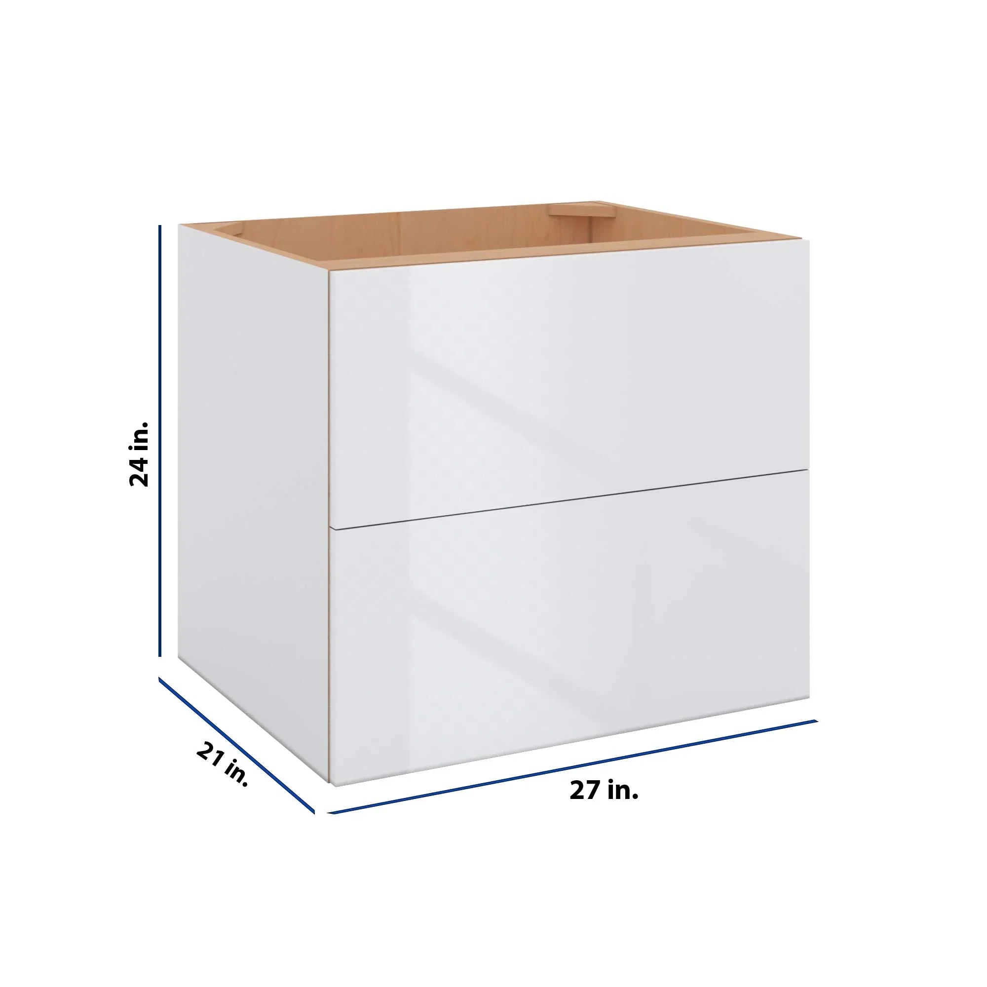 Modernform Cabinet Gloss White 27" W X 24" H X 21" D Vanity Floating Drawers Cabinet
