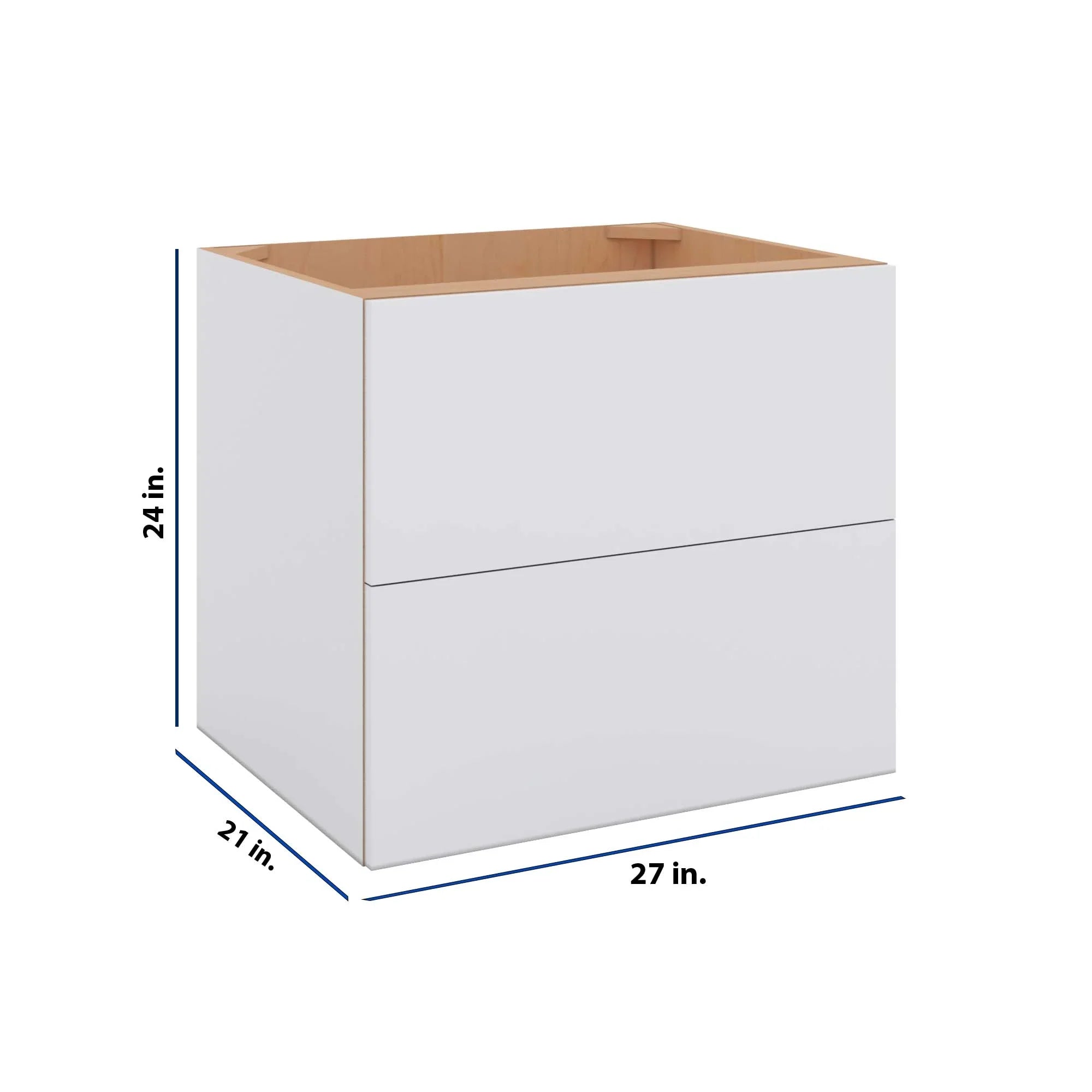 Modernform Cabinet Matte White 27" W X 24" H X 21" D Vanity Floating Drawers Cabinet