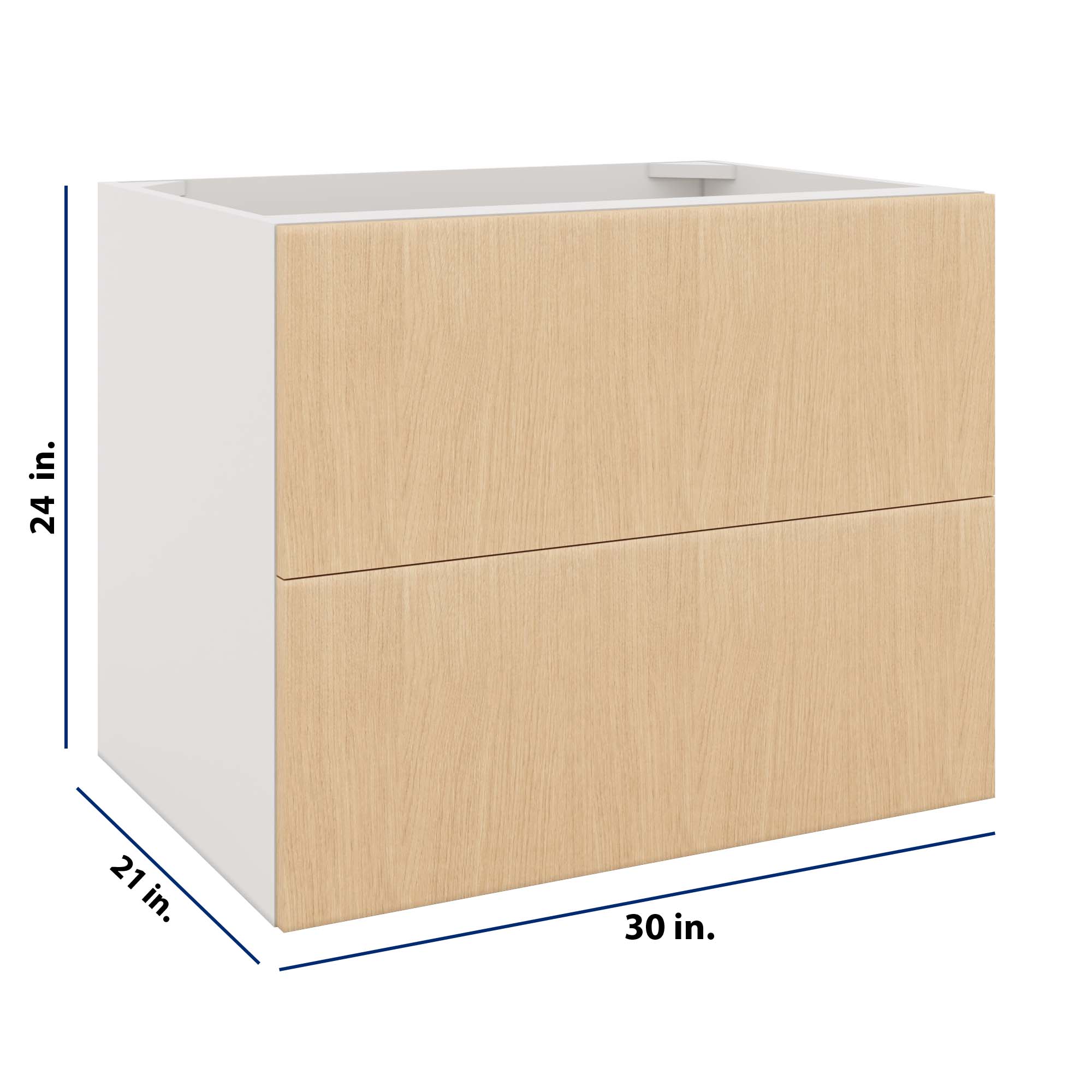 Modernform Cabinet Natural Oak 30" W X 24" H X 21" D Vanity Floating Drawers Cabinet
