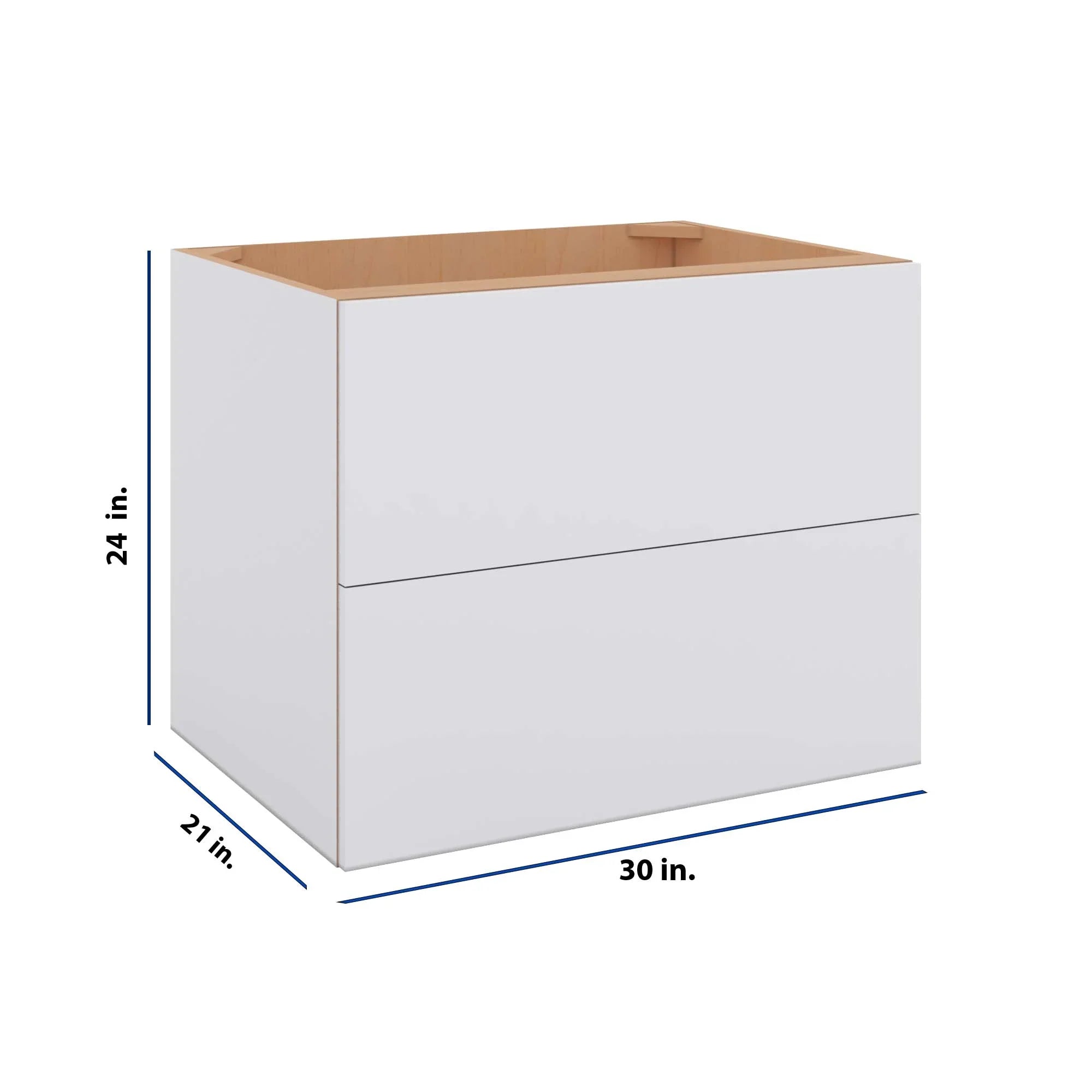 Modernform Cabinet Matte White 30" W X 24" H X 21" D Vanity Floating Drawers Cabinet