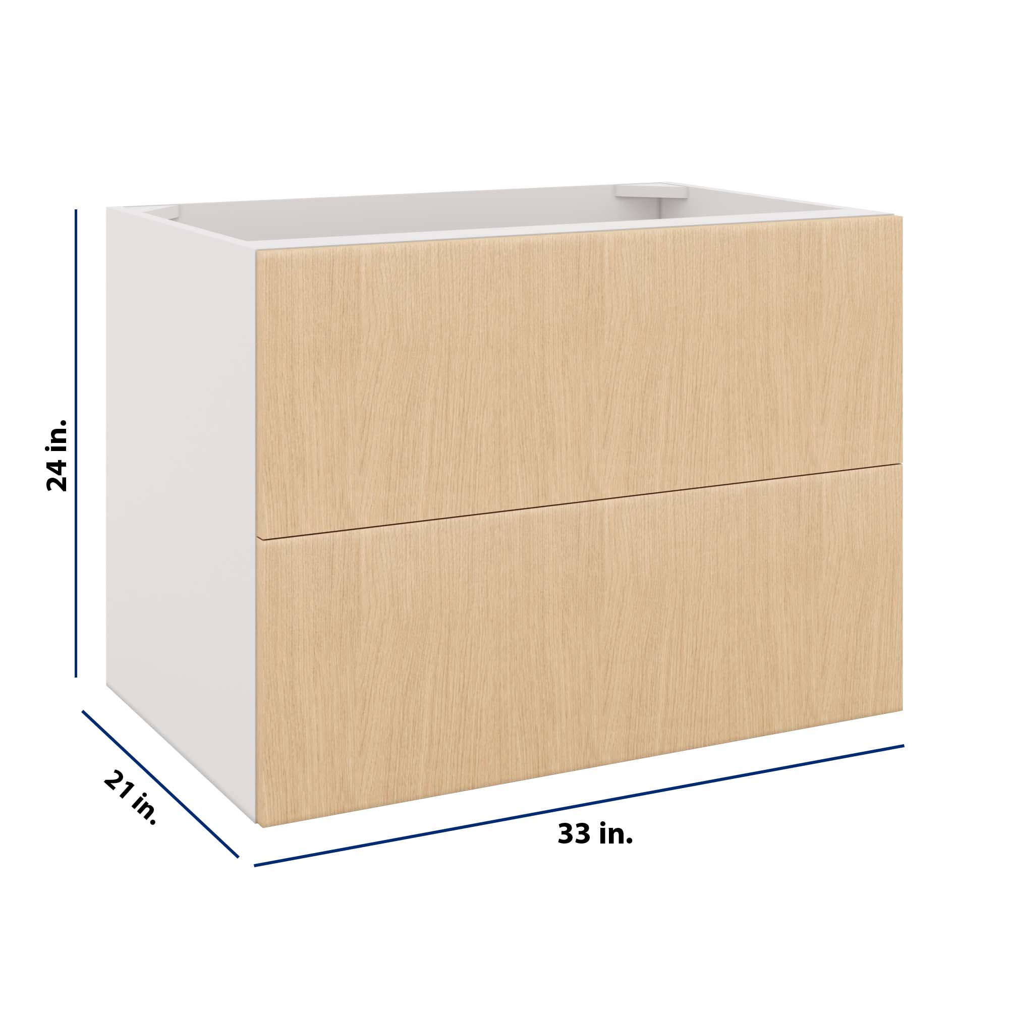 Modernform Cabinet Natural Oak 33" W X 24" H X 21" D Vanity Floating Drawers Cabinet