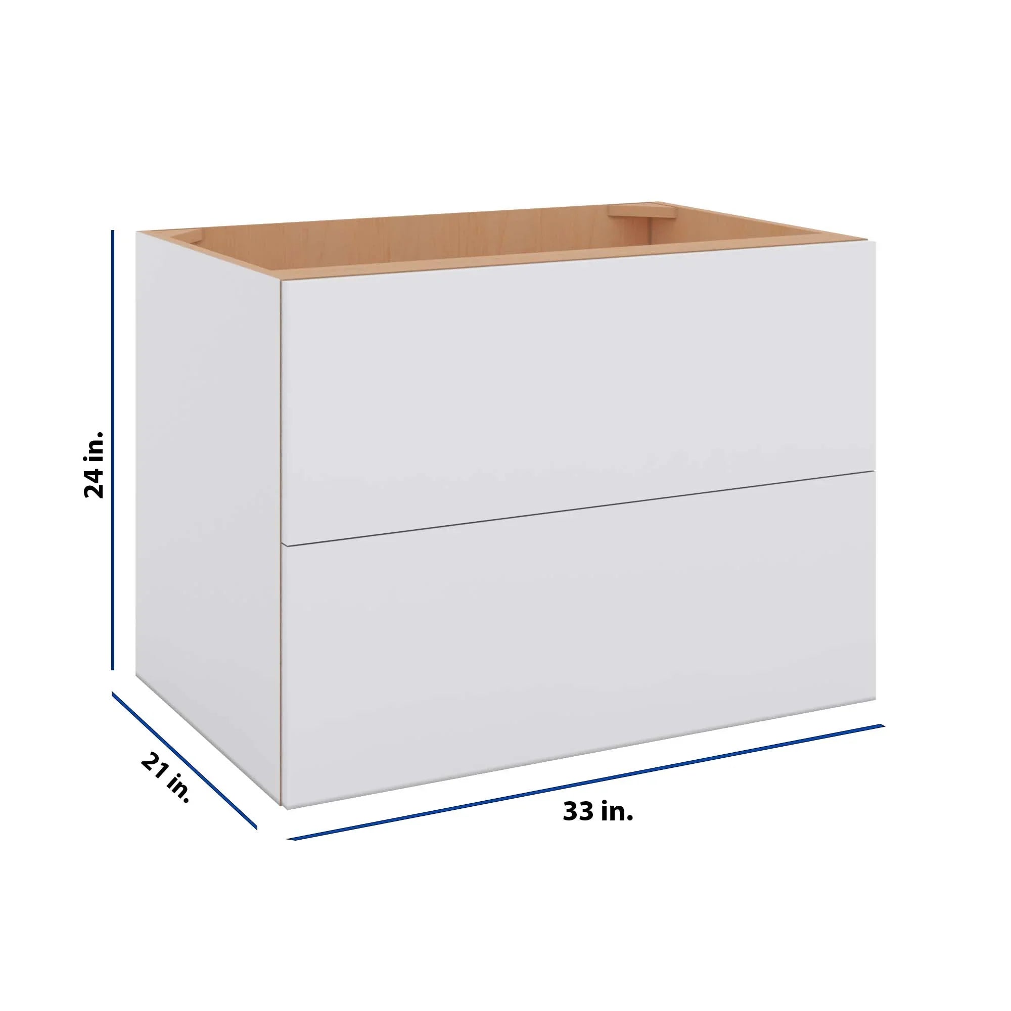 Modernform Cabinet Matte White 33" W X 24" H X 21" D Vanity Floating Drawers Cabinet