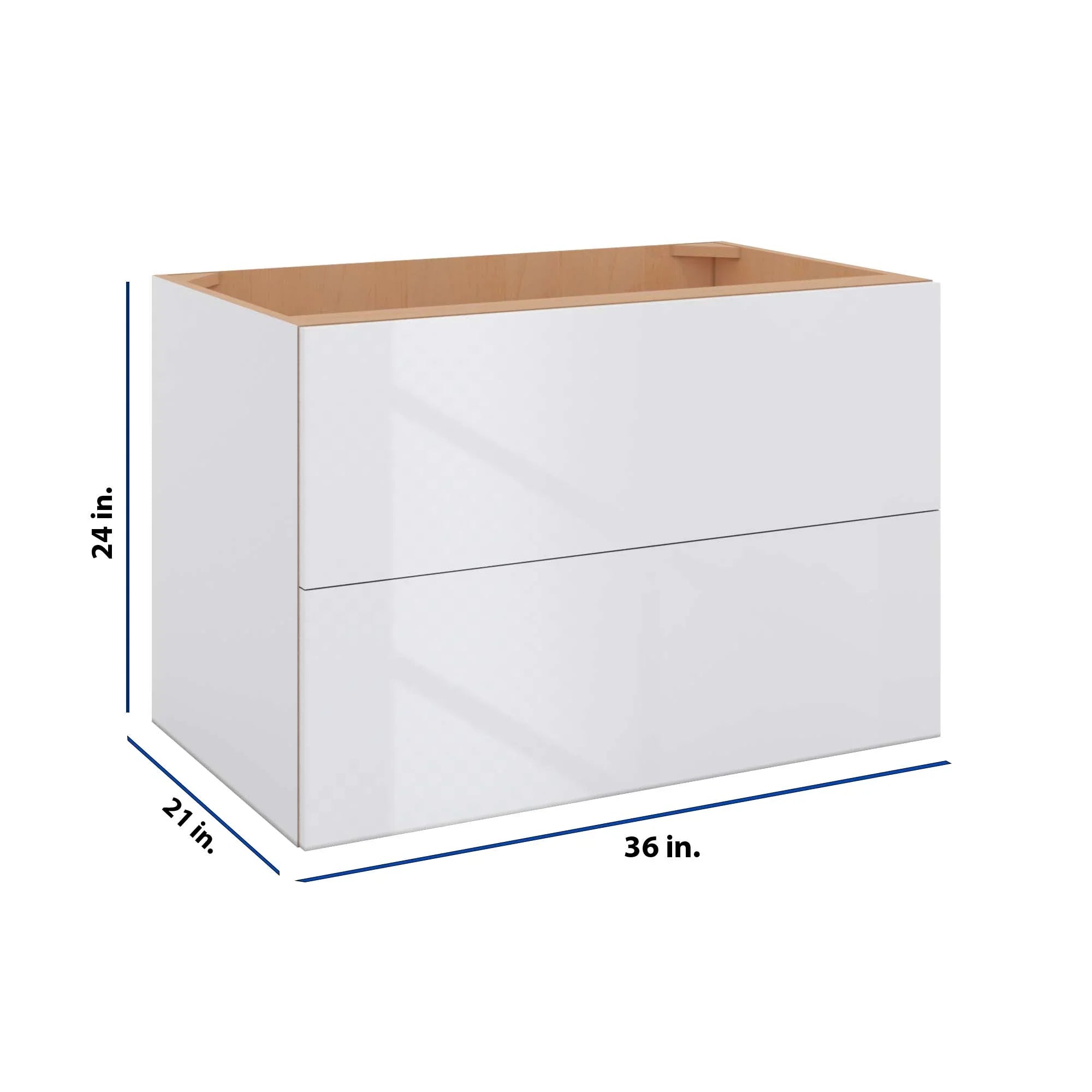 Modernform Cabinet Gloss White 36" W X 24" H X 21" D Vanity Floating Drawers Cabinet