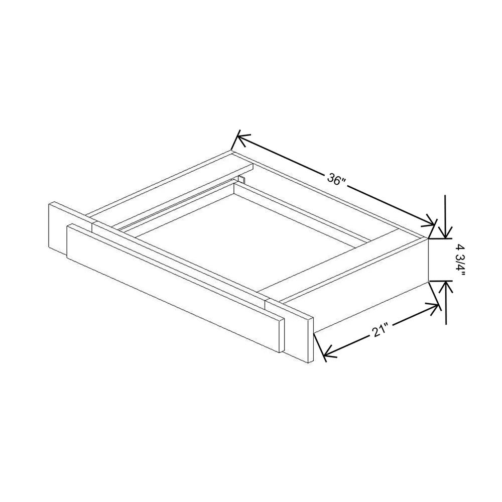 Kitchen Cabinet Distributors Shaker Designer White 5PC Vanity Drawer - 36" W w/ adjust sides