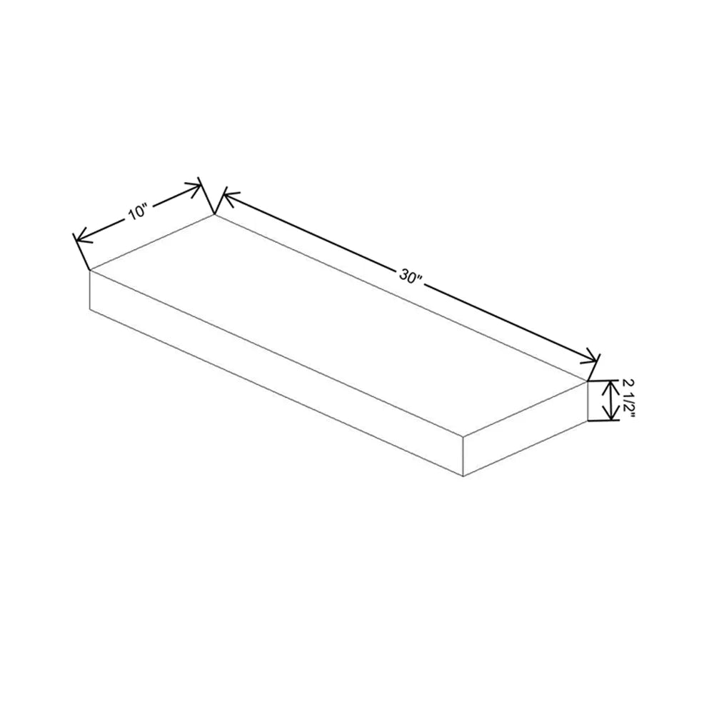Fabuwood Illume Catalina Bianco Gloss 30" W x 2 1/2" H x 10" D Black Matte Floating Shelf with LED