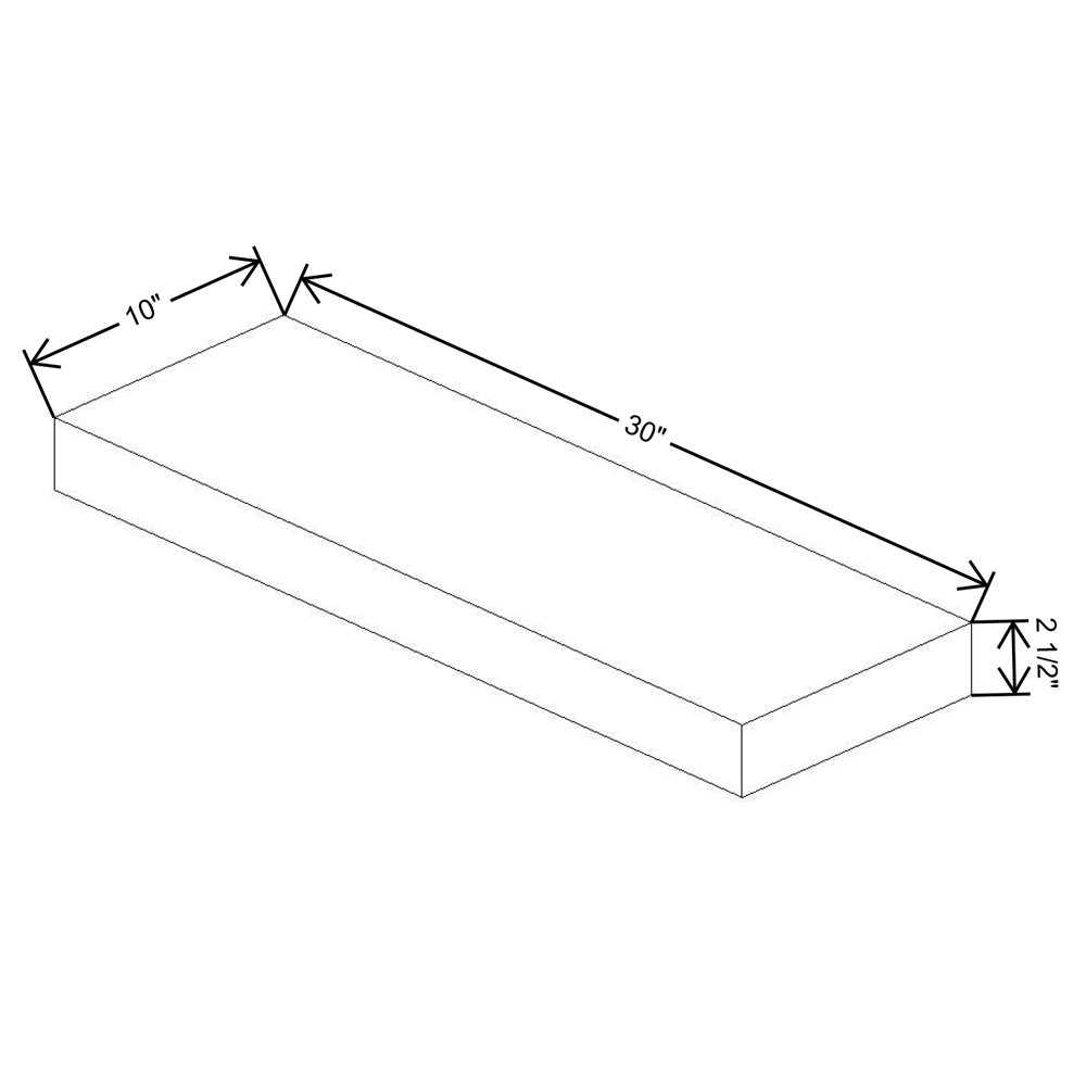 Fabuwood Allure Luna Timber Timber Floating Shelf 30"W X 10"D X 2.5"T with LED