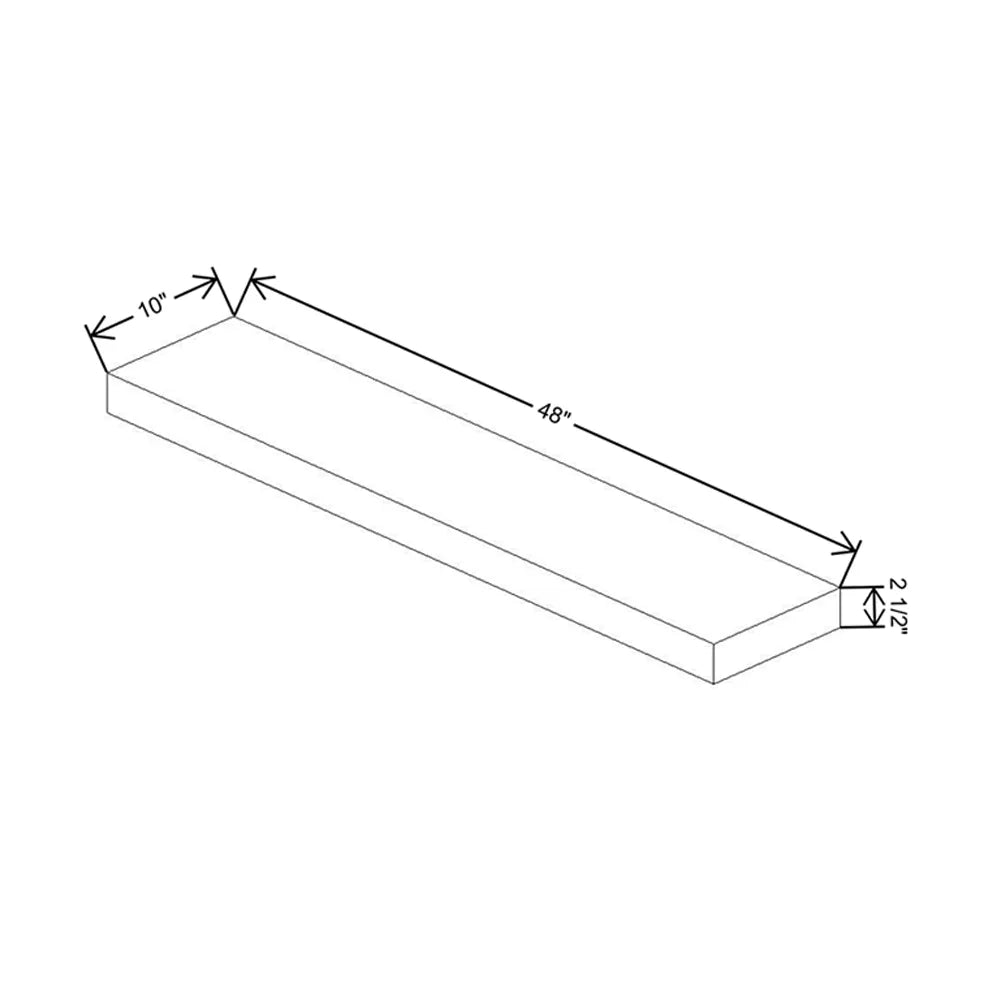 Fabuwood Illume Catalina Bianco Gloss 48" W x 2 1/2" H x 10" D Walnut Floating Shelf with LED